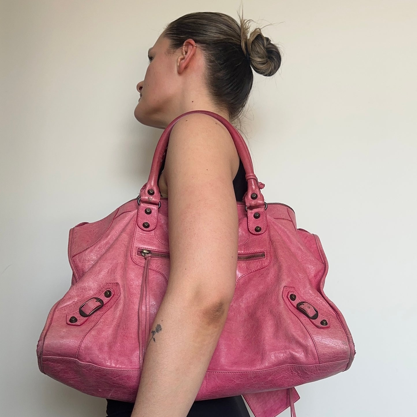 Balenciaga ‘Sunday’ Oversized Motorcycle Bag in Hot Pink