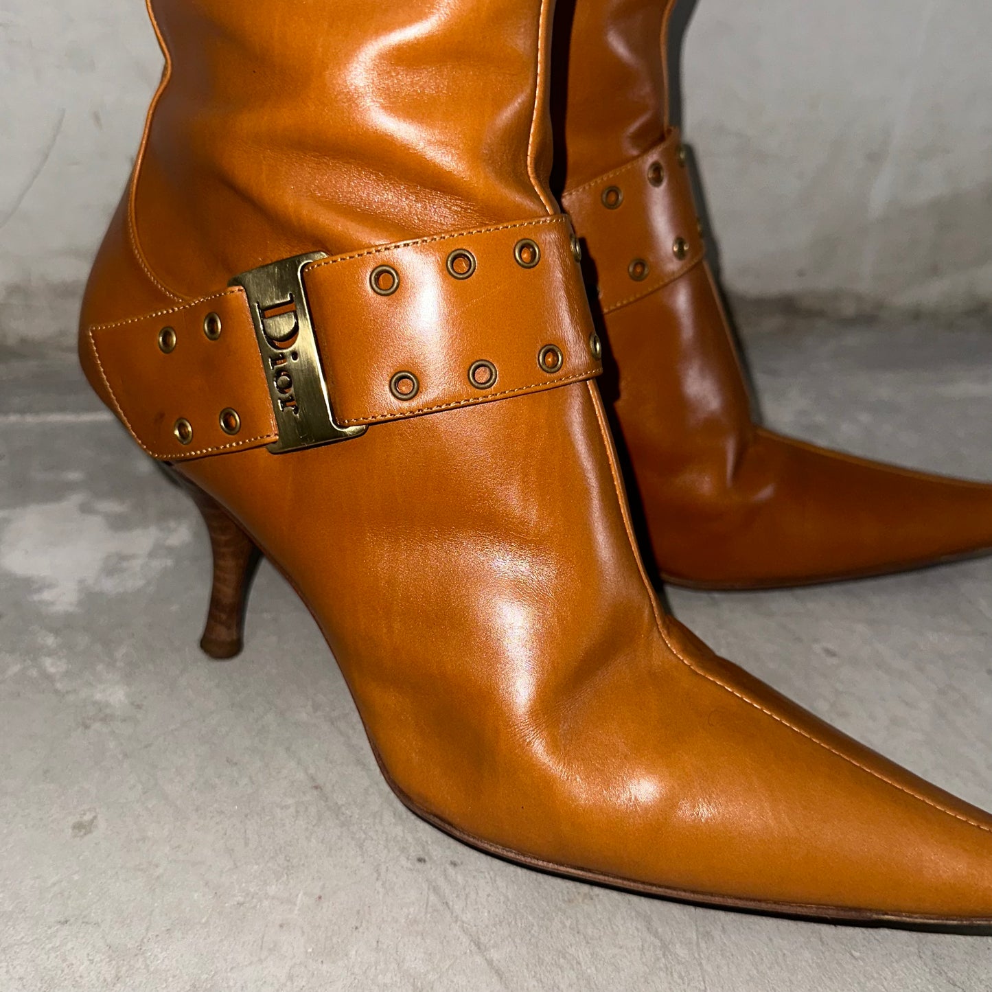 Dior by Galliano Cognac Leather Boots (37)