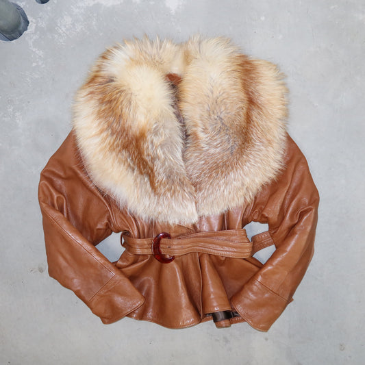 Vintage 80’s Leather and Fox Fur Jacket