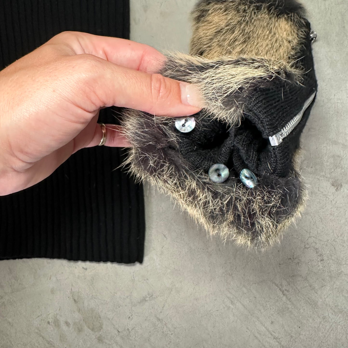 Jean Paul Gaultier Turtle Neck with Rabbit Fur Cuffs