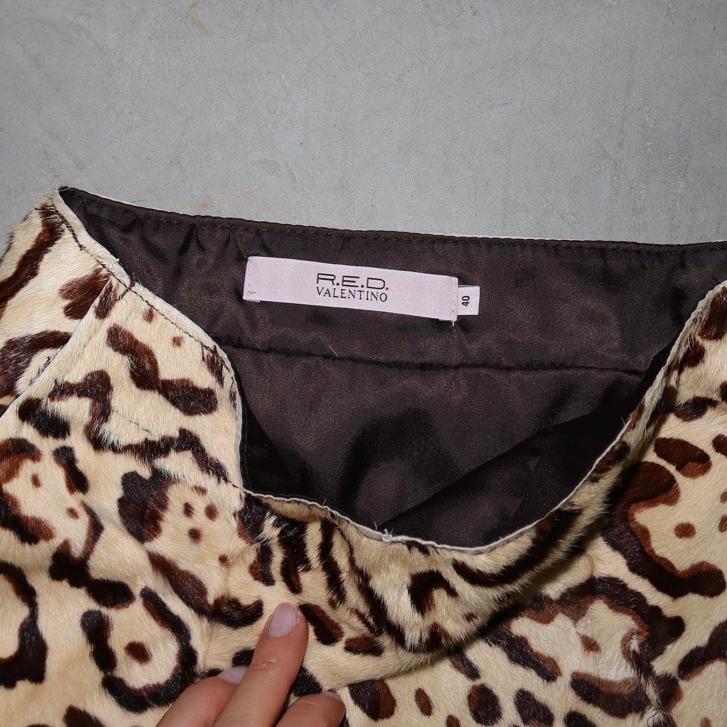 RED by Valentino Cowhide Leopard Print Mini Skirt