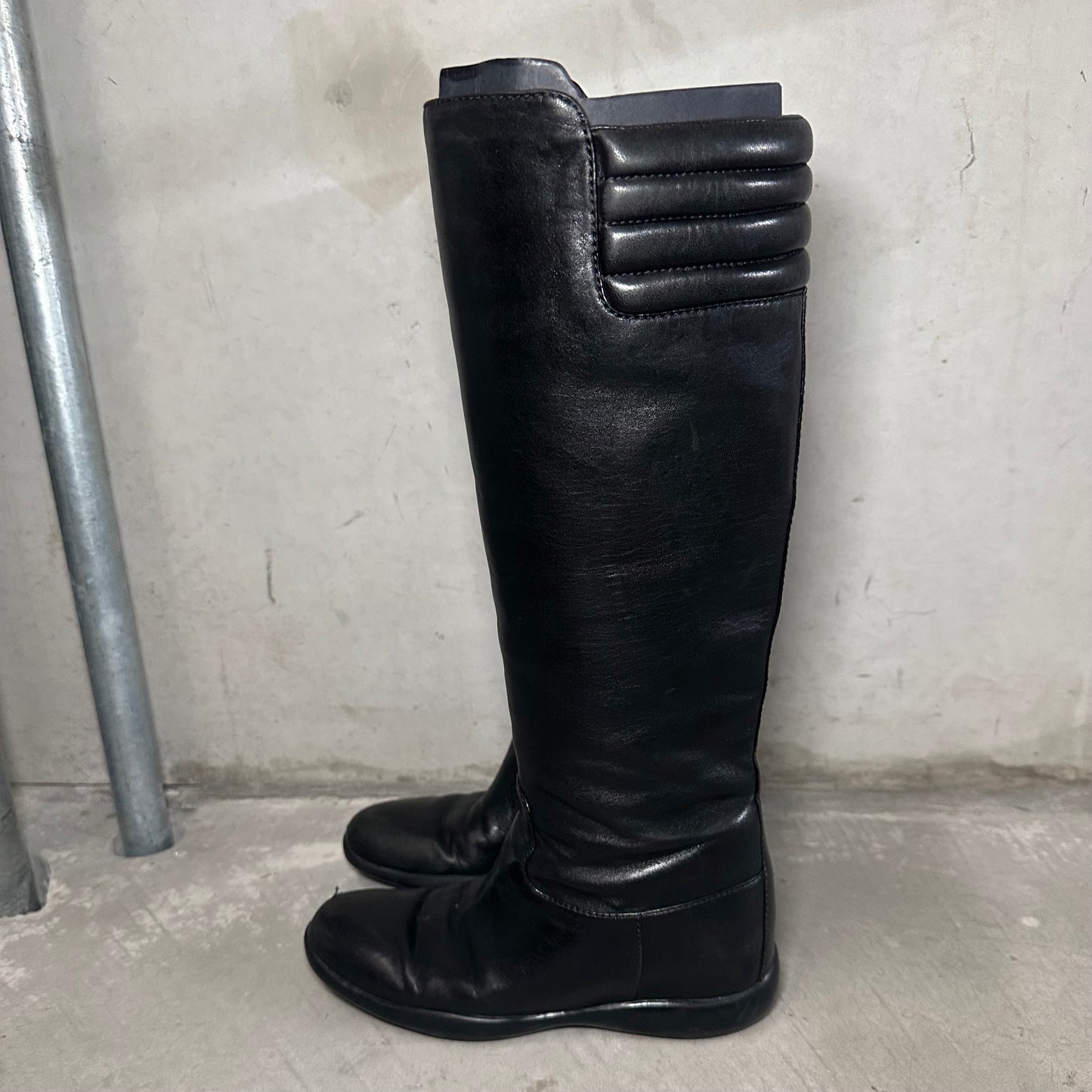 Prada Sport Padded Biker Boots with Hidden Wedge (37.5)
