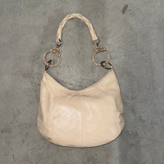 Cuffz Beige Leather Double Bag with Rose Gold Hardware