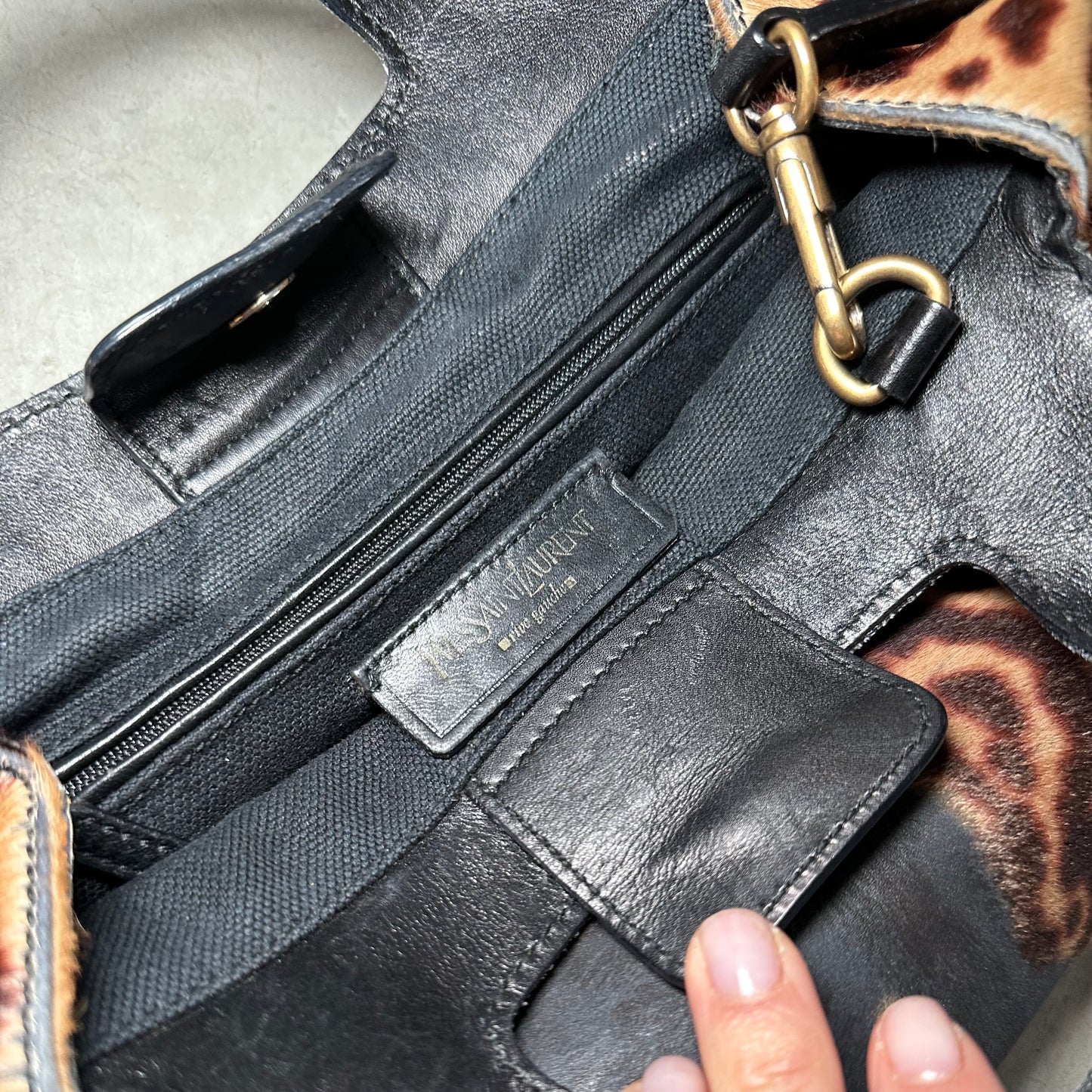 YSL Denim and Leopard Print 2WAY Bag