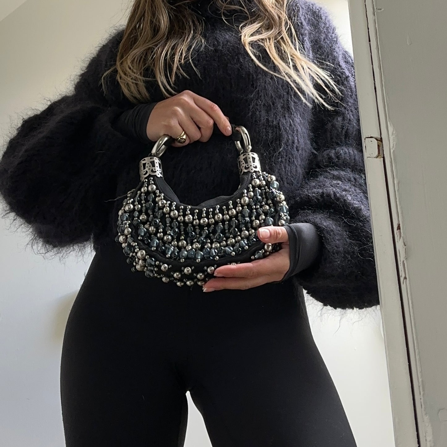 Chloe Black Beaded Bracelet Bag