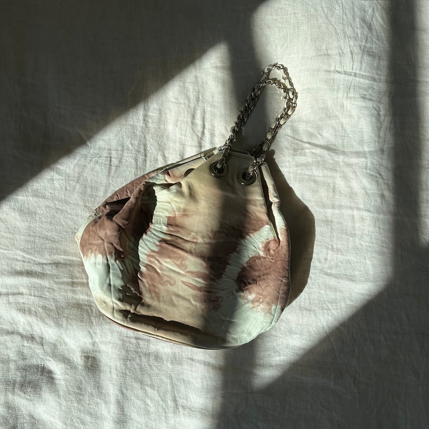 Blumarine SS2010 Tie Dye Leather Bucket Bag with Chain Handle