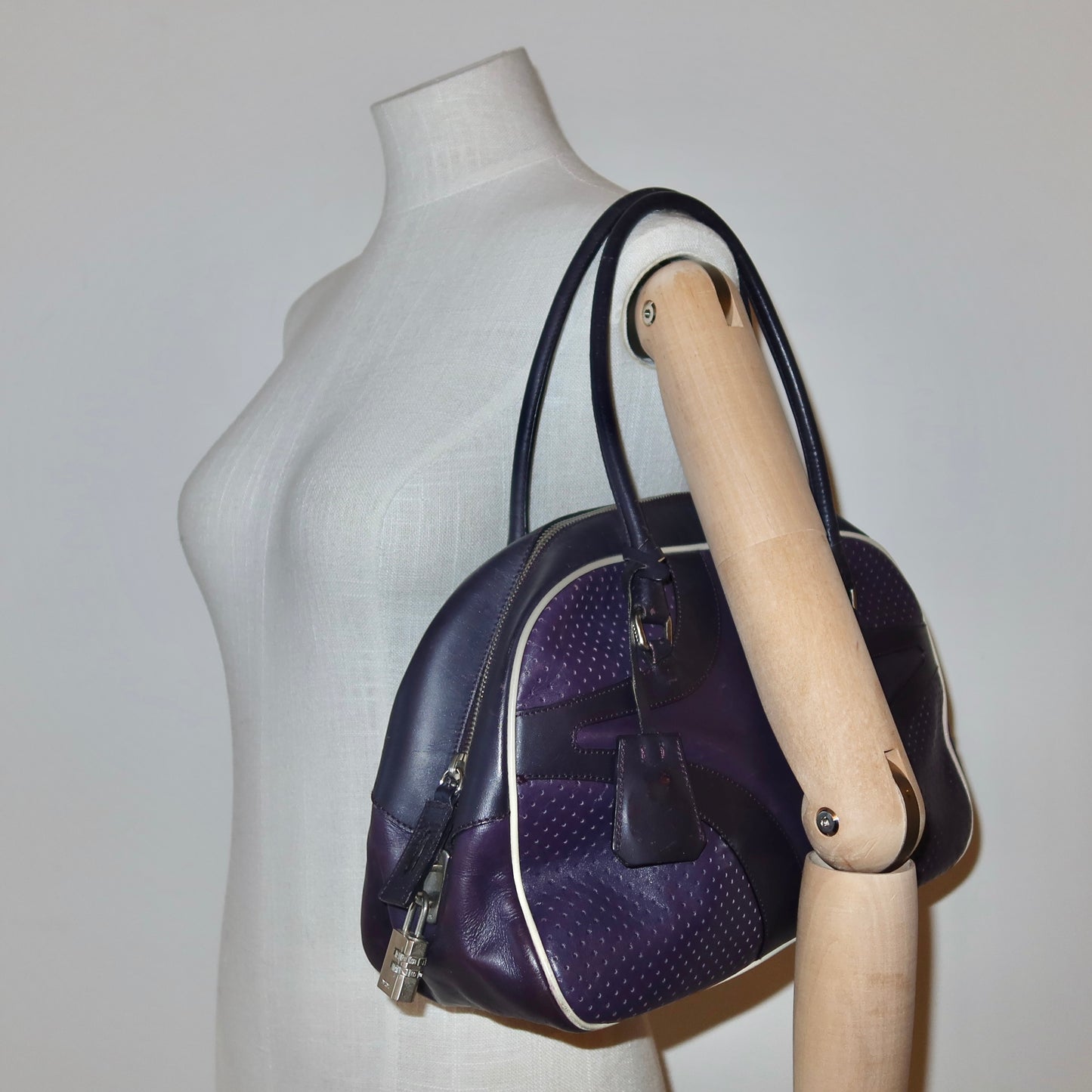 Prada SS2000 Purple Leather Bowling Bag