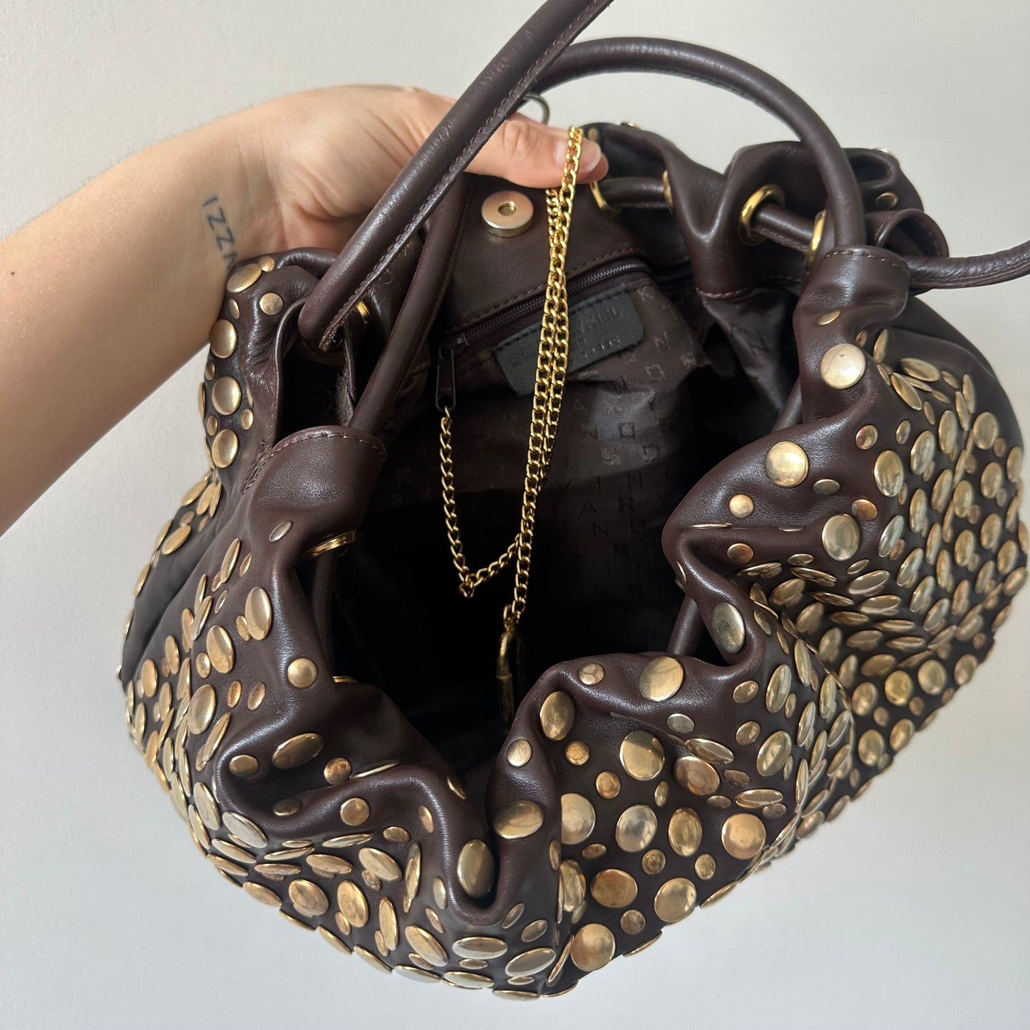 Sonia Rykiel Large Brown Leather Domino Bag
