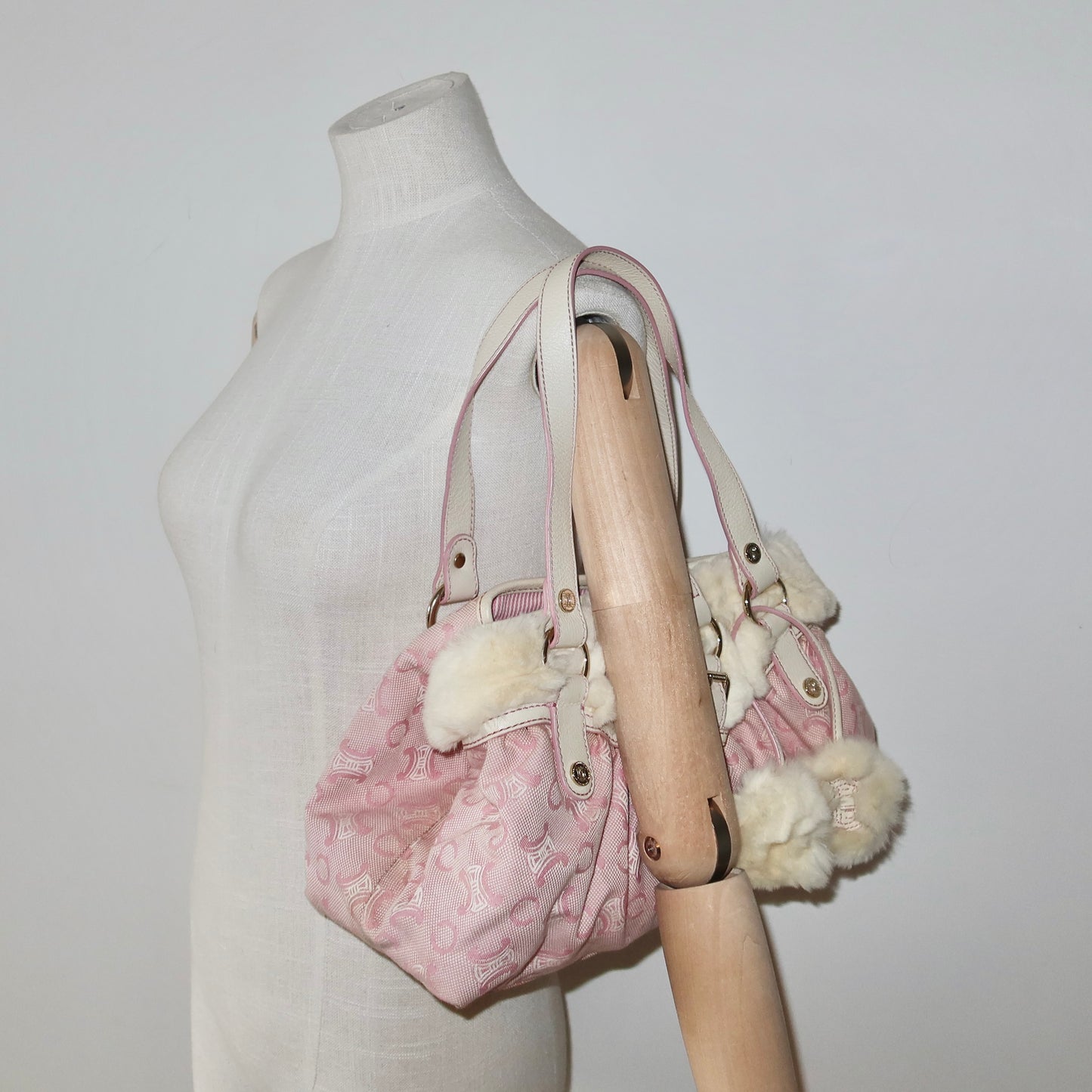Celine Rabbit Fur Pink Macadam Bag