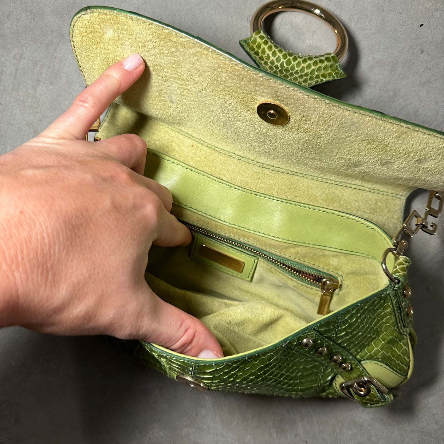 Dolce & Gabbana Flap Front FW04 Green Python Handbag