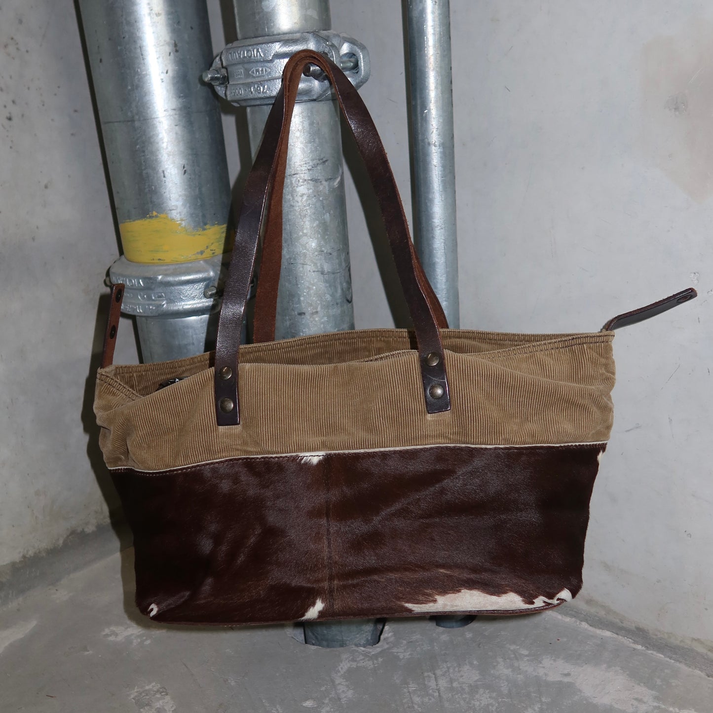 Miu Miu Cowhide and Corduroy Tote