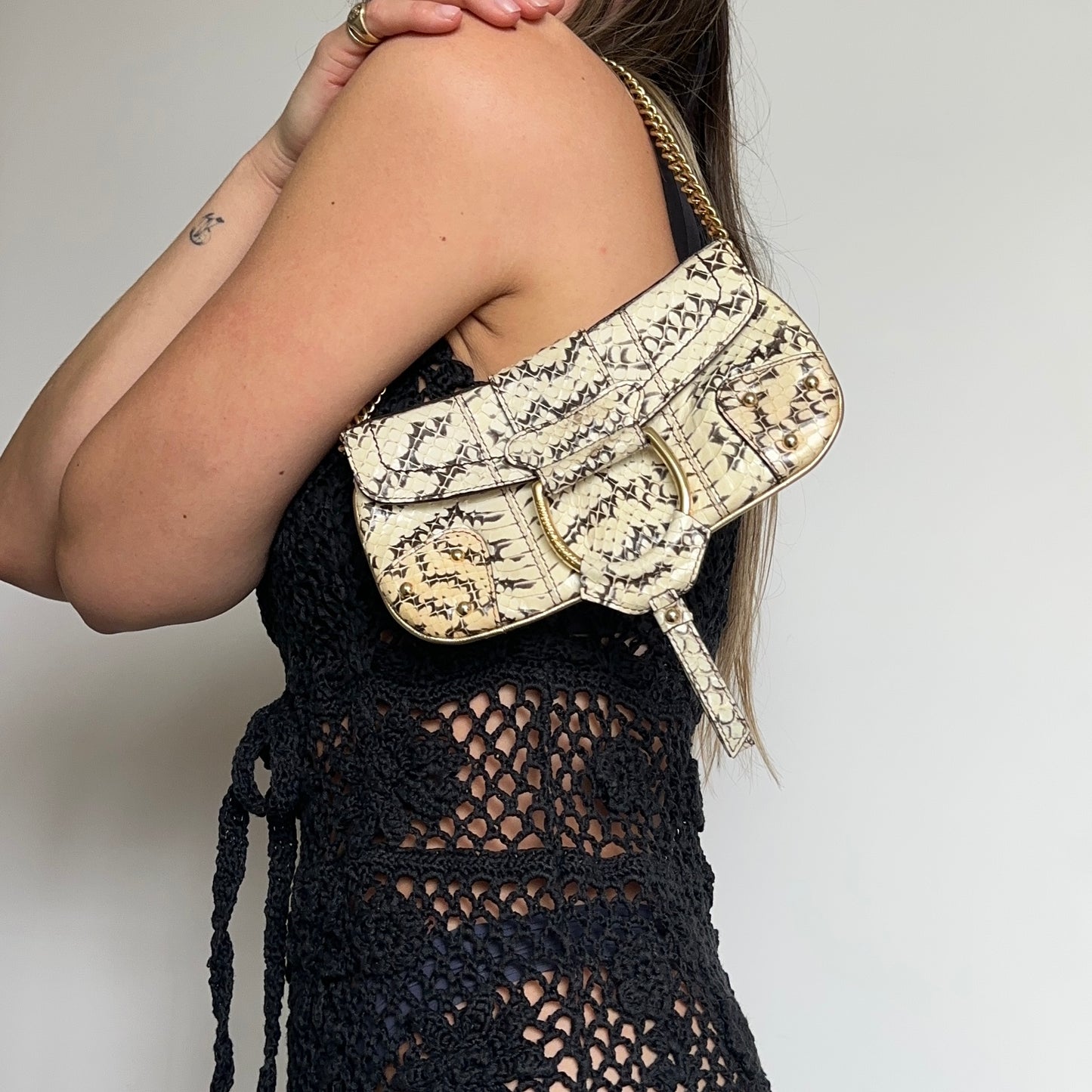 Dolce & Gabbana Python Flap Front Shoulder Bag