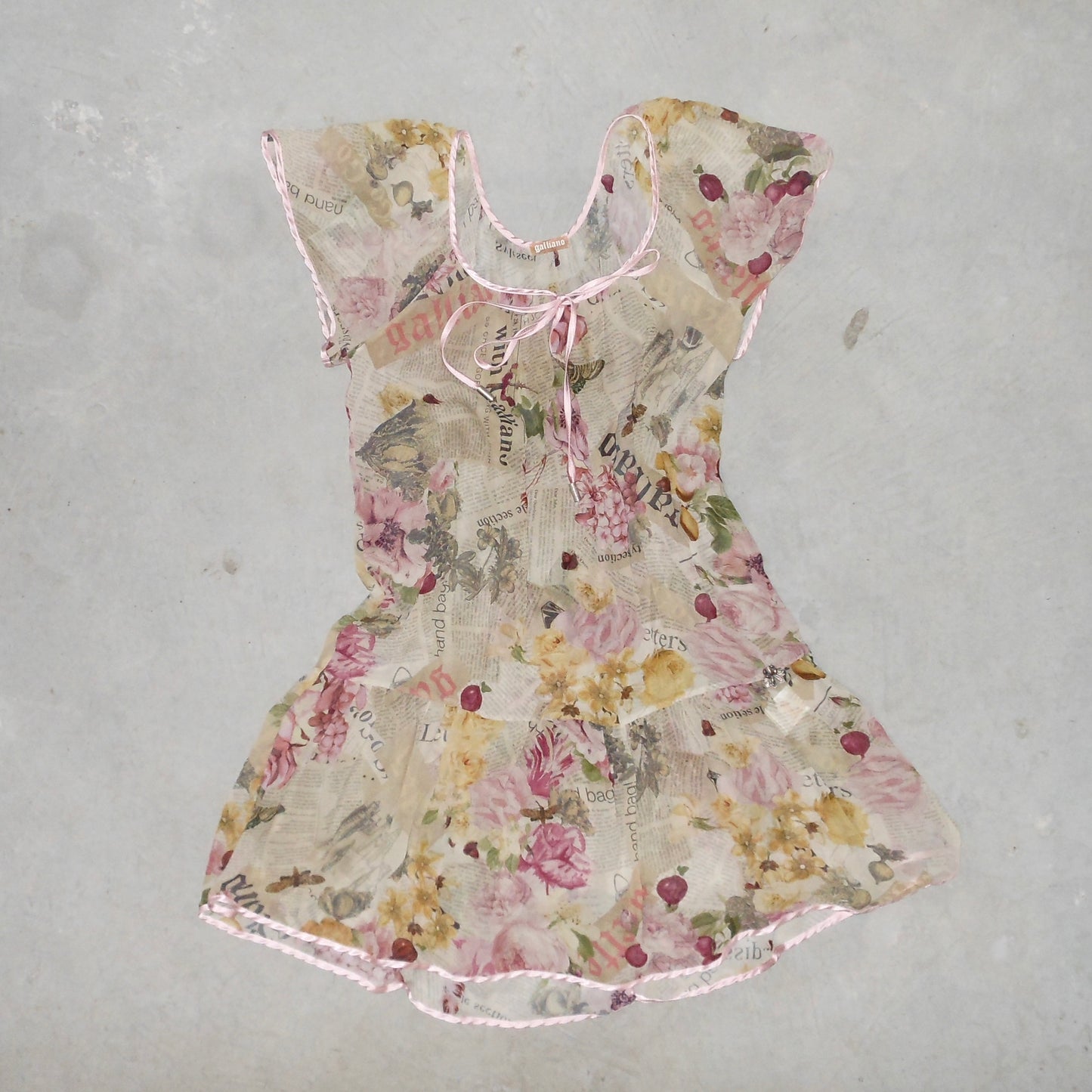 John Galliano Newspaper Print Babydoll Dress
