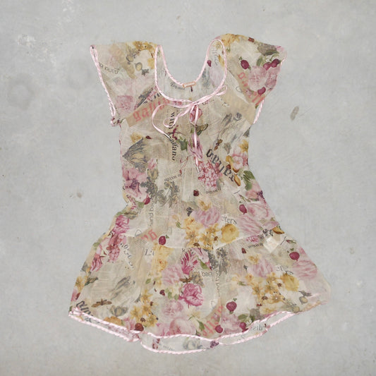 John Galliano Newspaper Print Babydoll Dress
