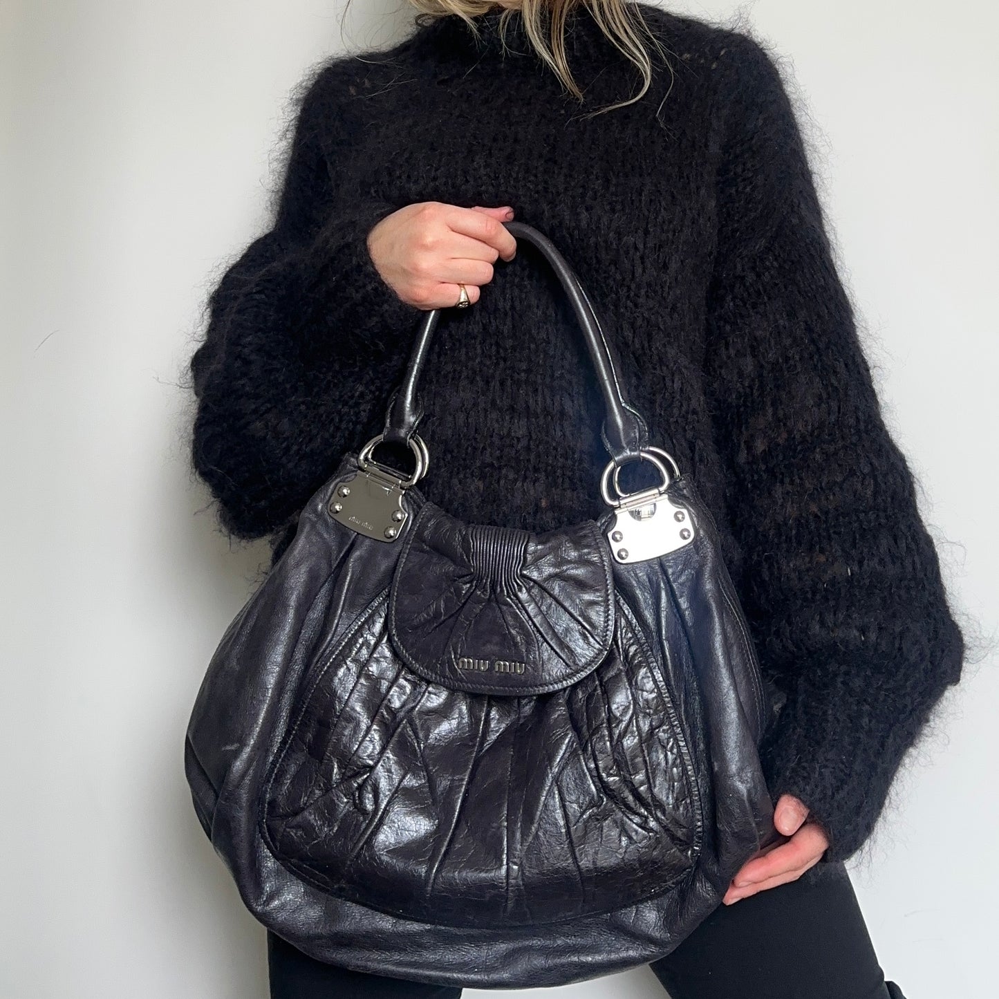 Miu Miu Large Black Bag with Silver Hardware