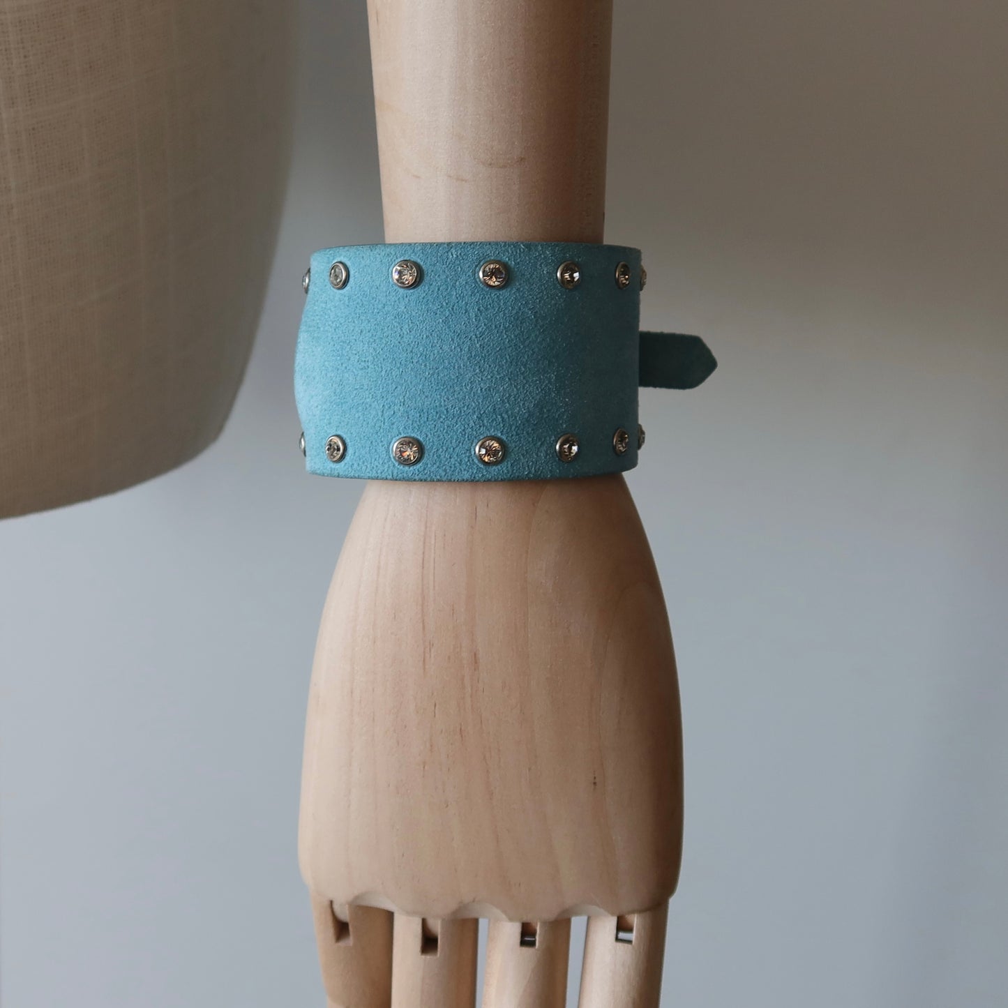 Celine Blue Suede Rhinestone Cuff