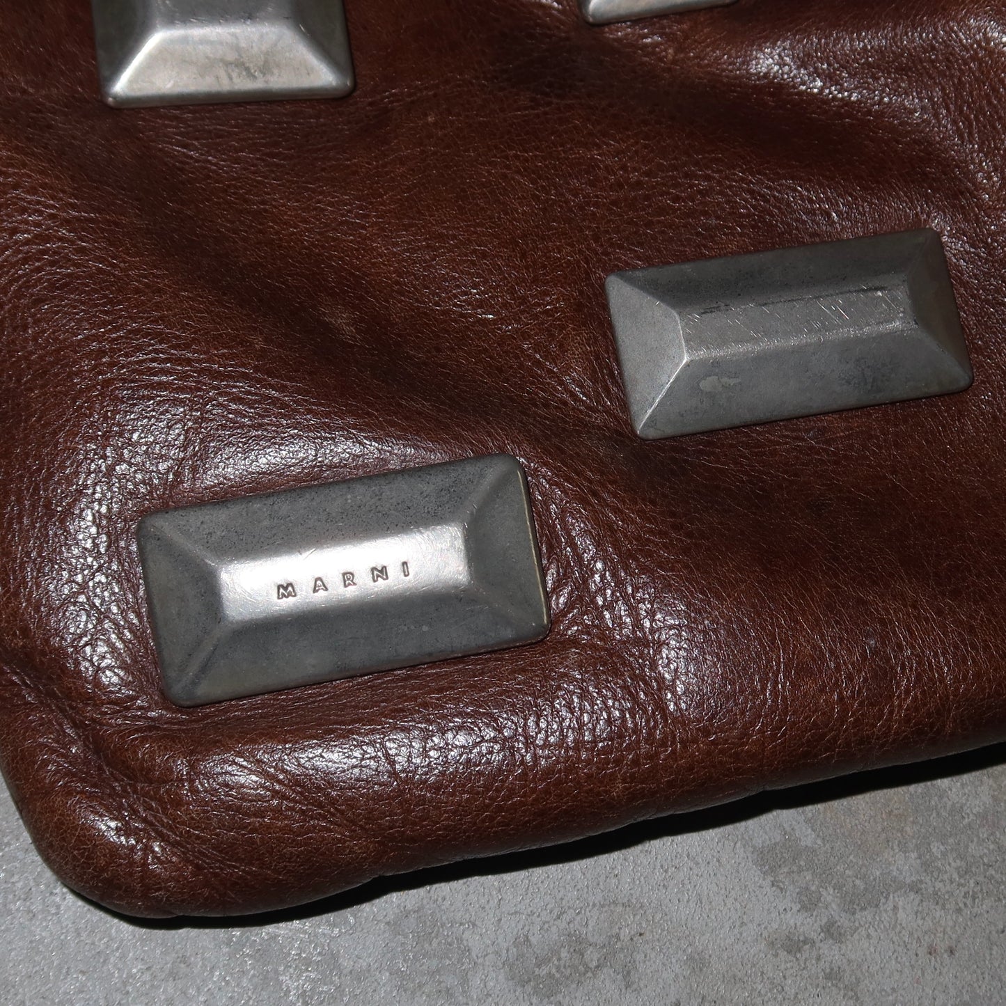 Marni Brown Leather Studded Bag