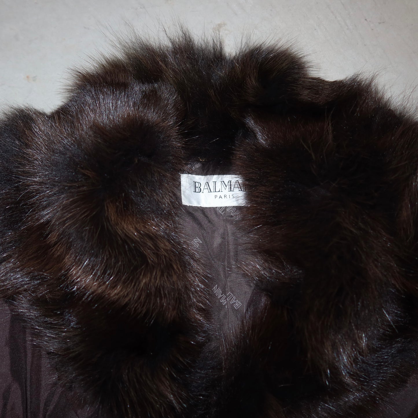 Balmain Brown Nylon and Fur Coat