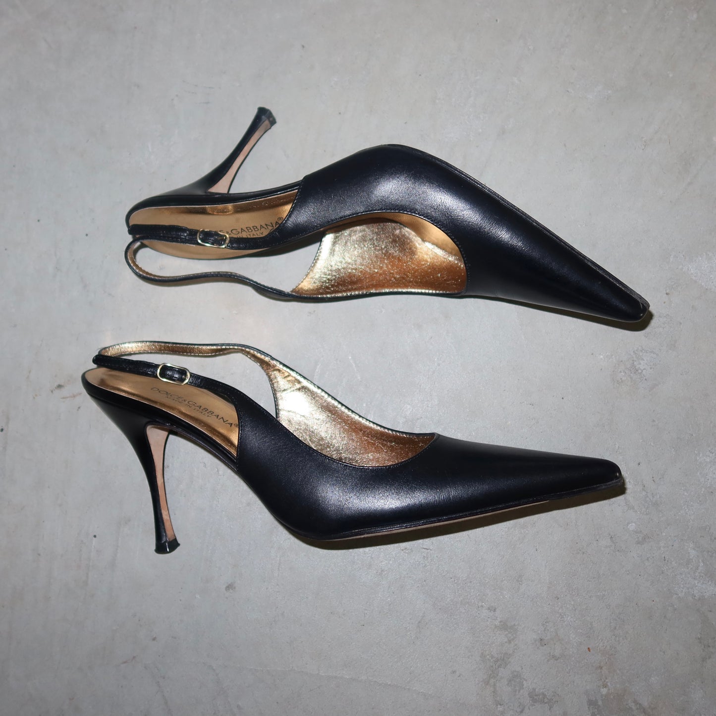 Dolce & Gabbana Black Leather Slingbacks (38.5)