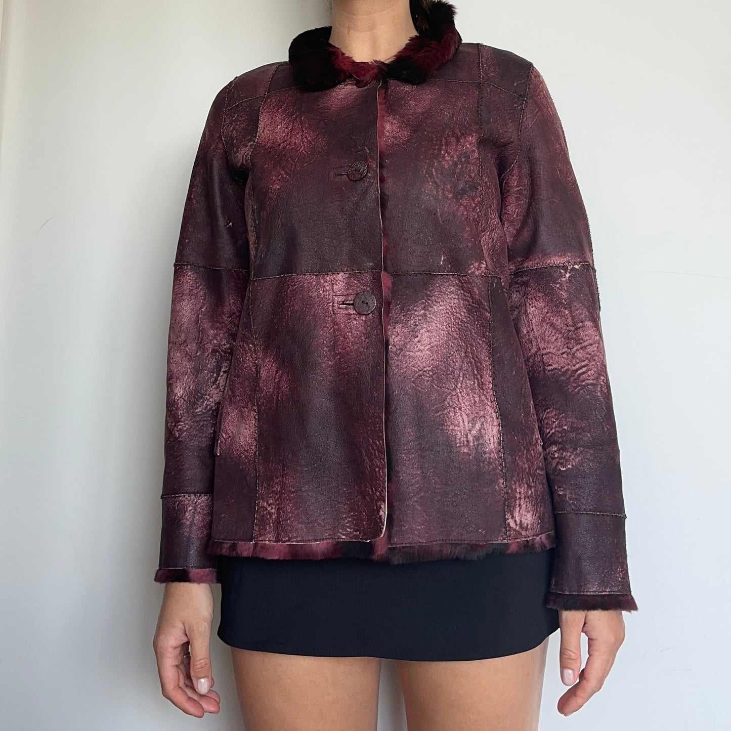 Vintage Reversible Red Leather and Fur Jacket
