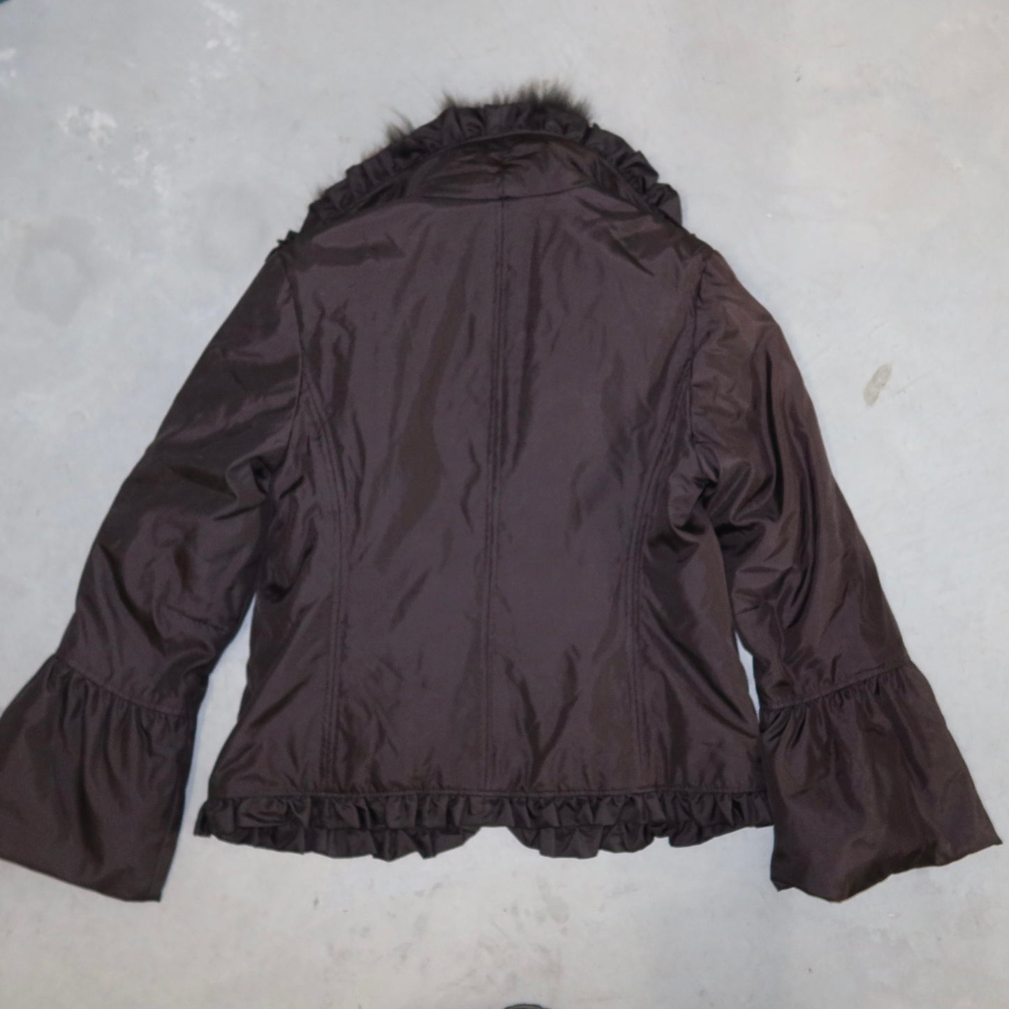 Balmain Brown Nylon and Fur Coat