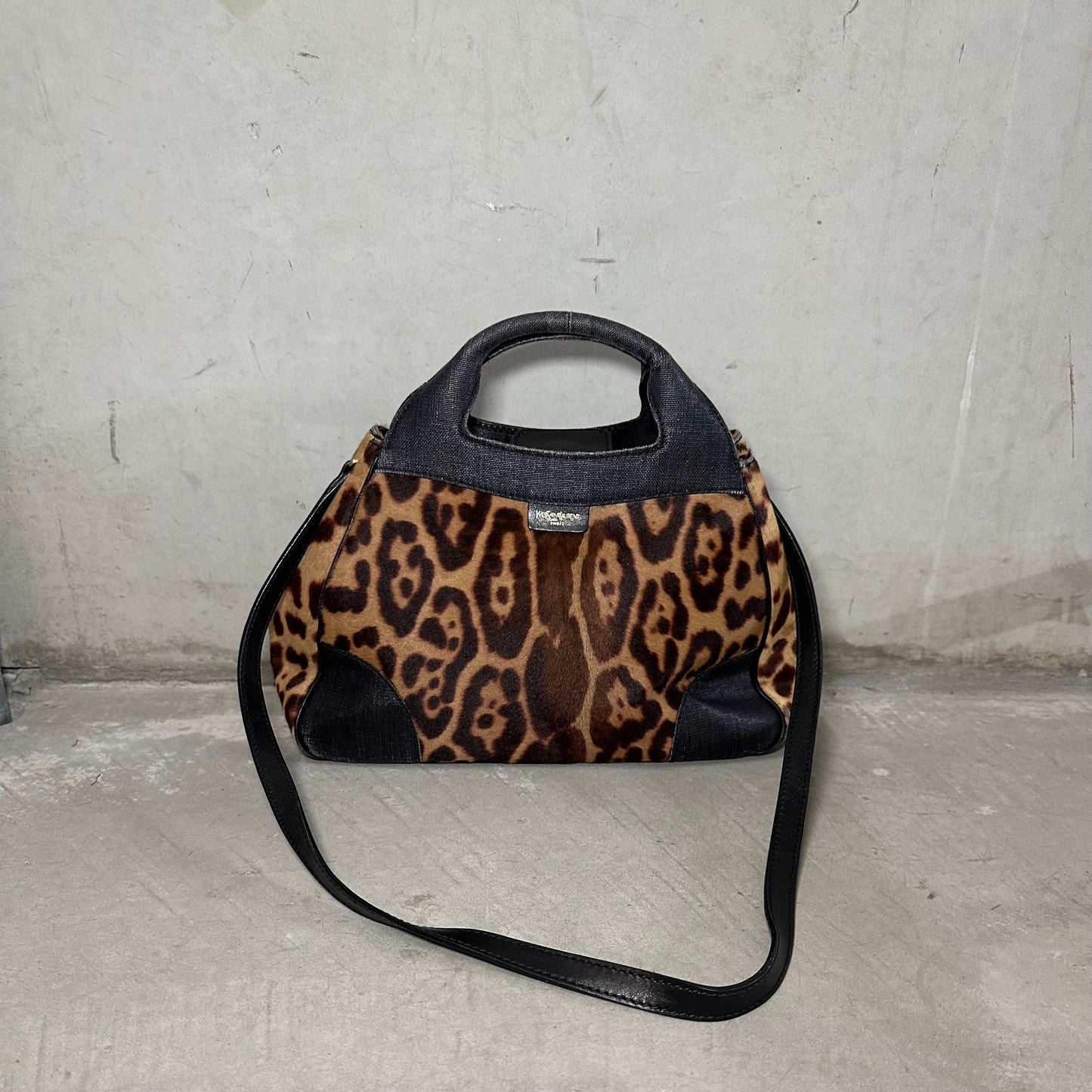 YSL Denim and Leopard Print 2WAY Bag