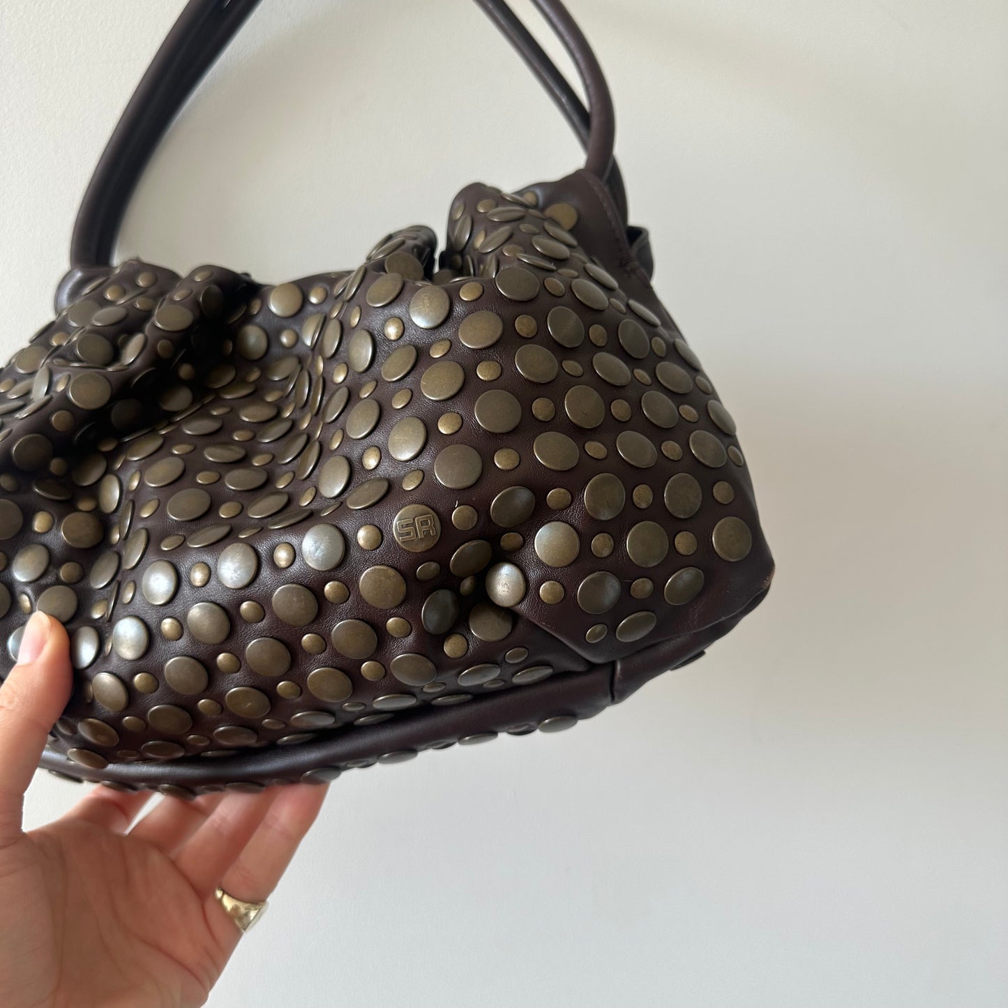 Sonia Rykiel Small Brown Leather Domino Bag
