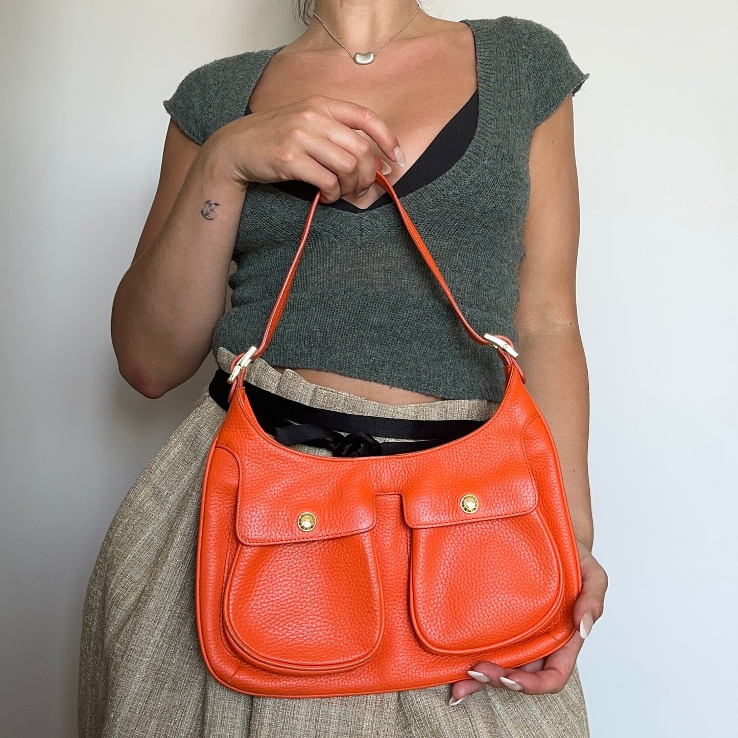 DKNY Orange Leather Bag
