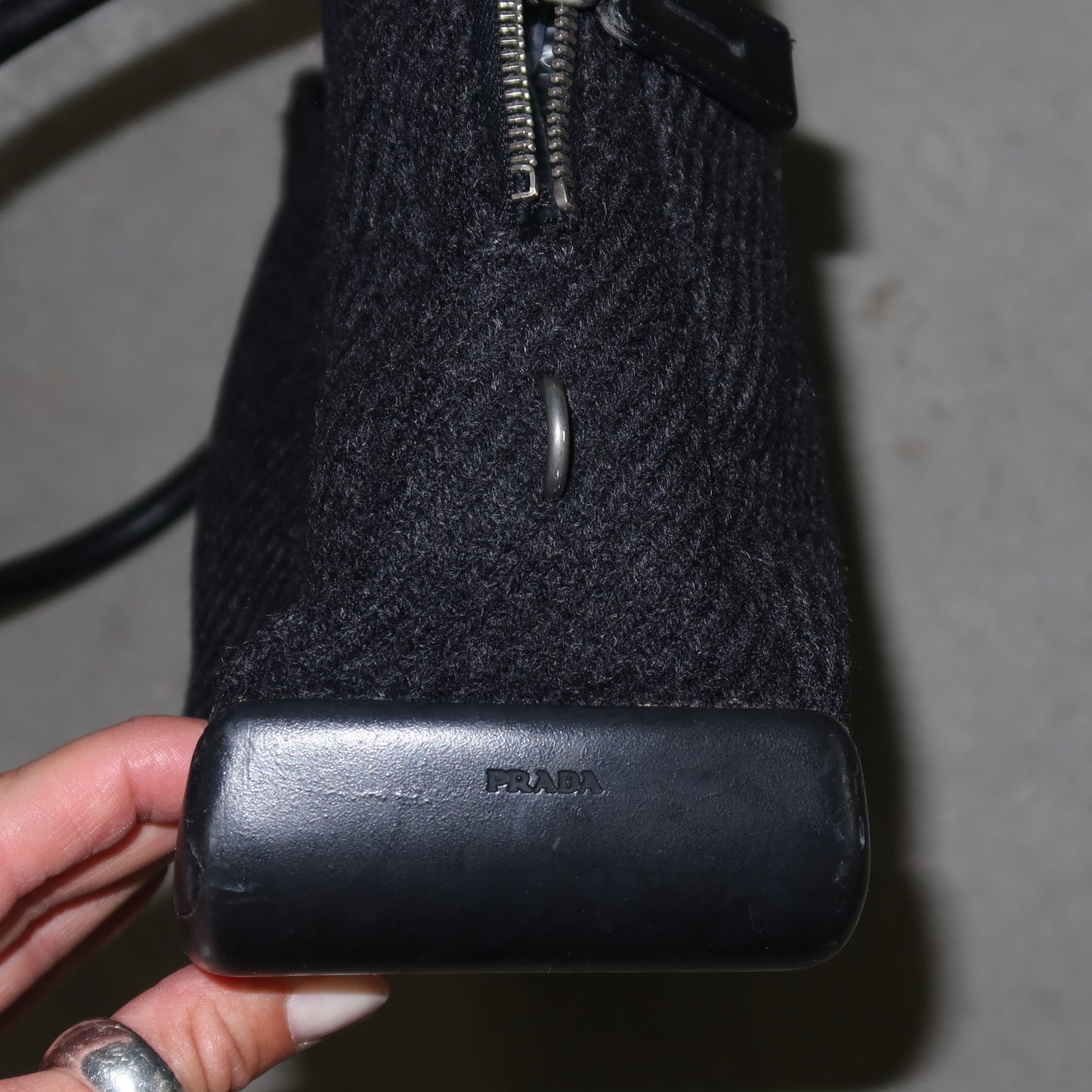 Prada Re-Edition 1995 Grey Wool Bag