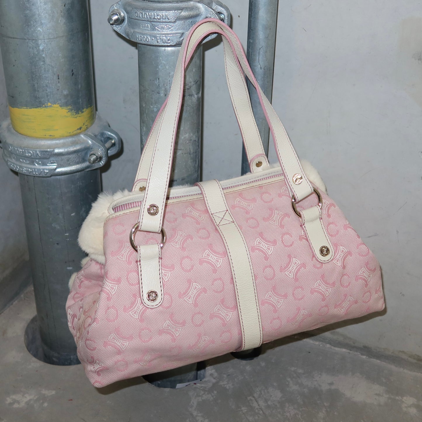 Celine Rabbit Fur Pink Macadam Bag