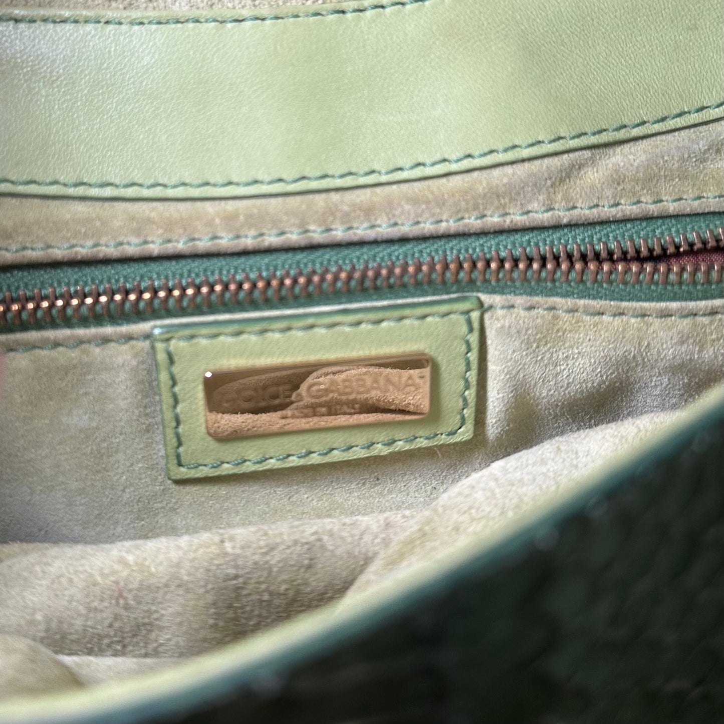 Dolce & Gabbana Flap Front FW04 Green Python Handbag