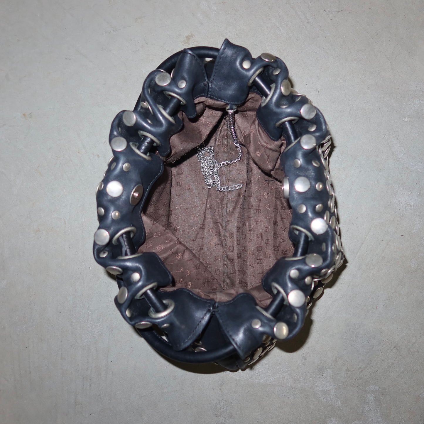 Sonia Rykiel Black Leather Domino Bag