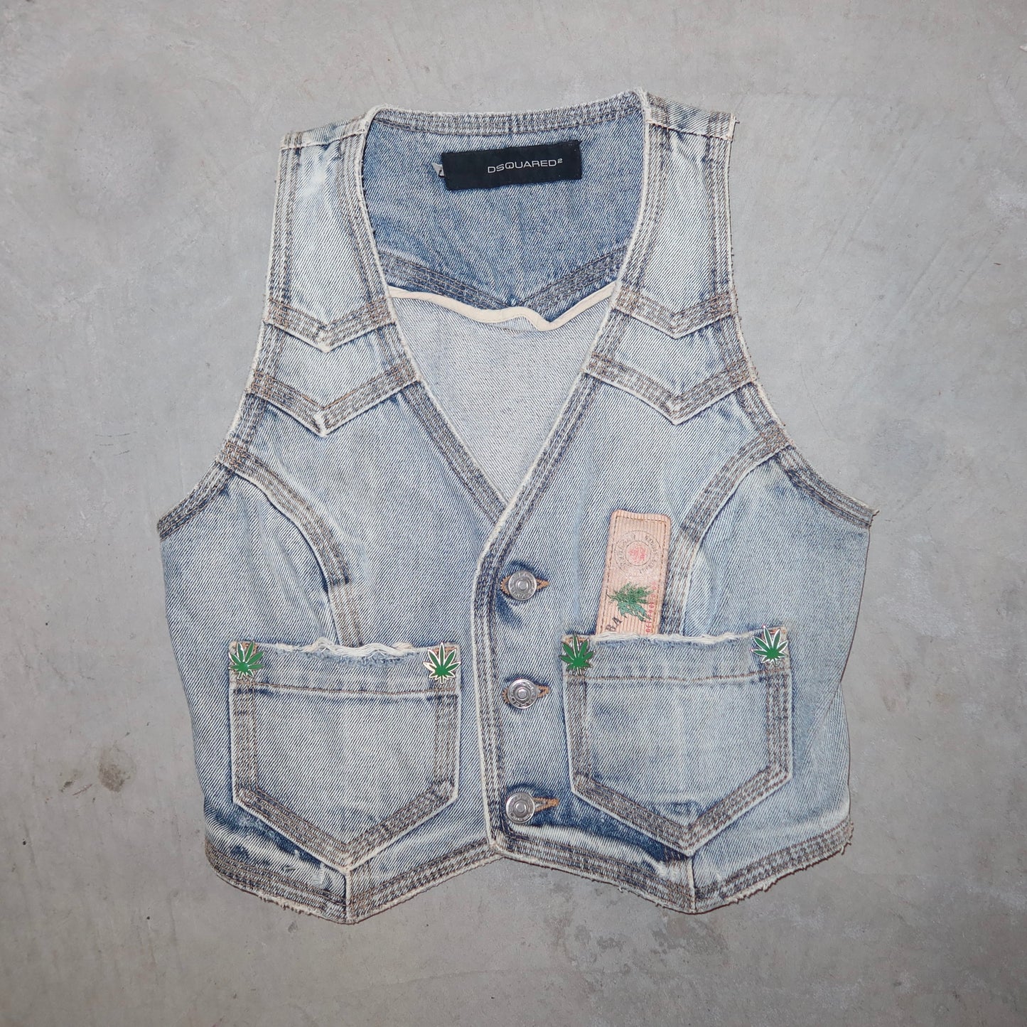 DSquared2 SS2005 Denim Marijuana Waistcoat