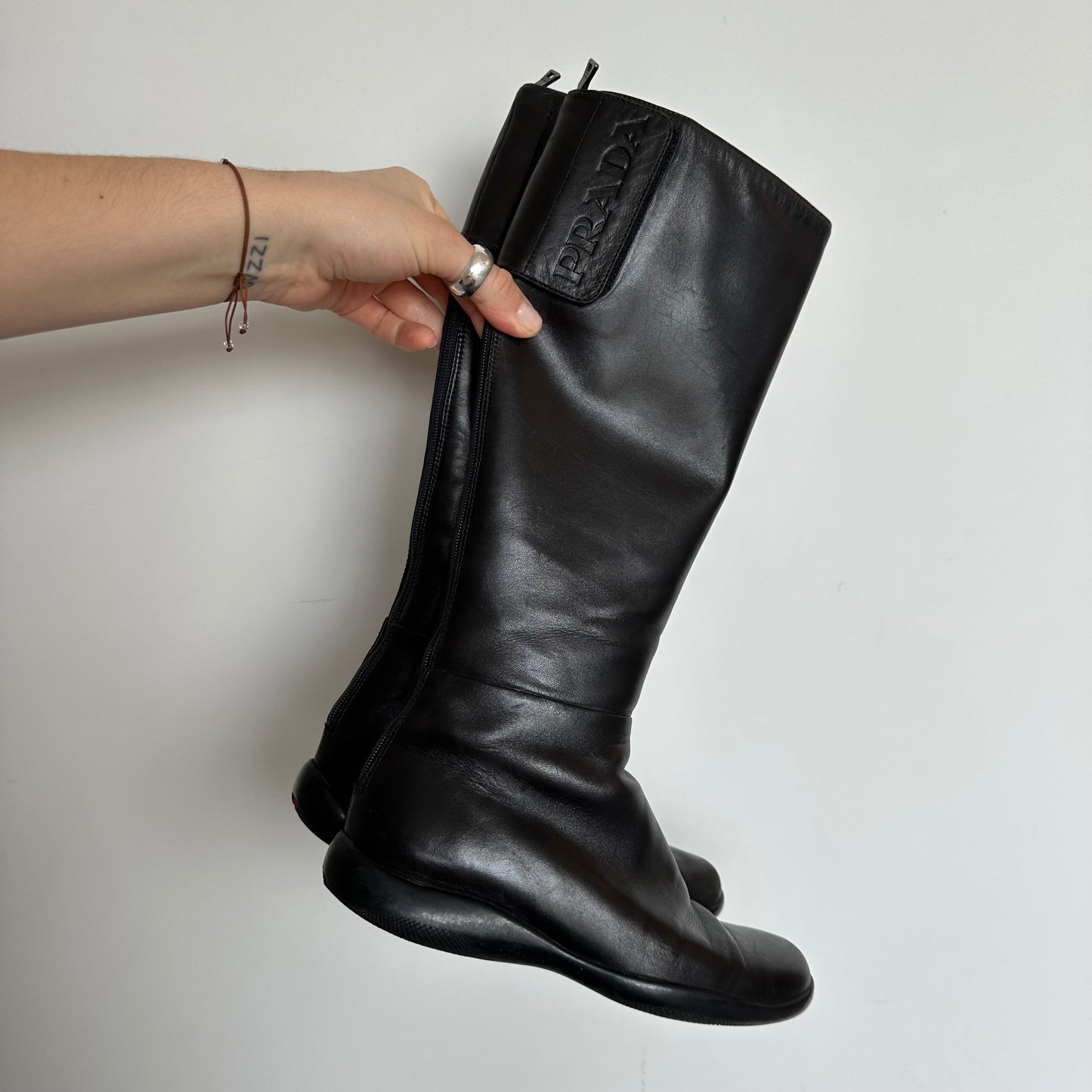 Prada Sport Leather Knee High Boots (36.5)