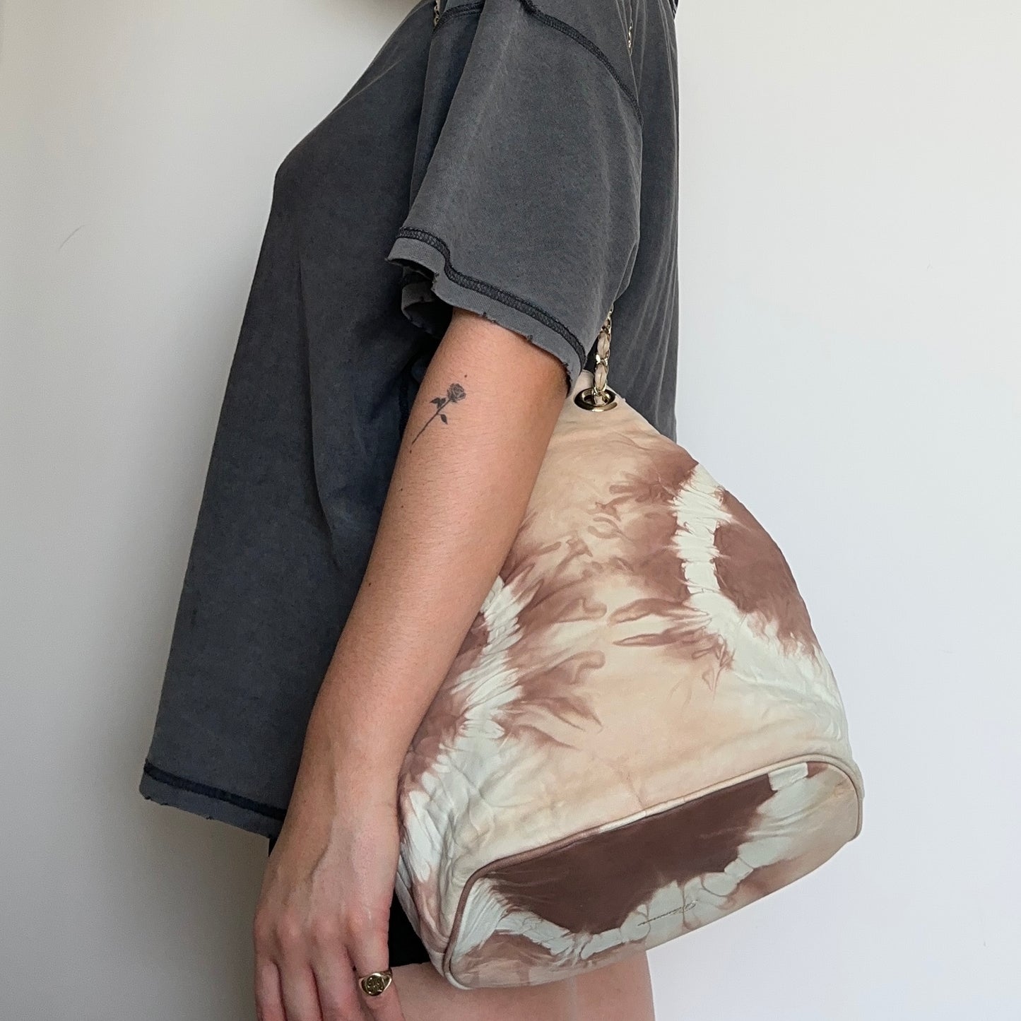 Blumarine SS2010 Tie Dye Leather Bucket Bag with Chain Handle