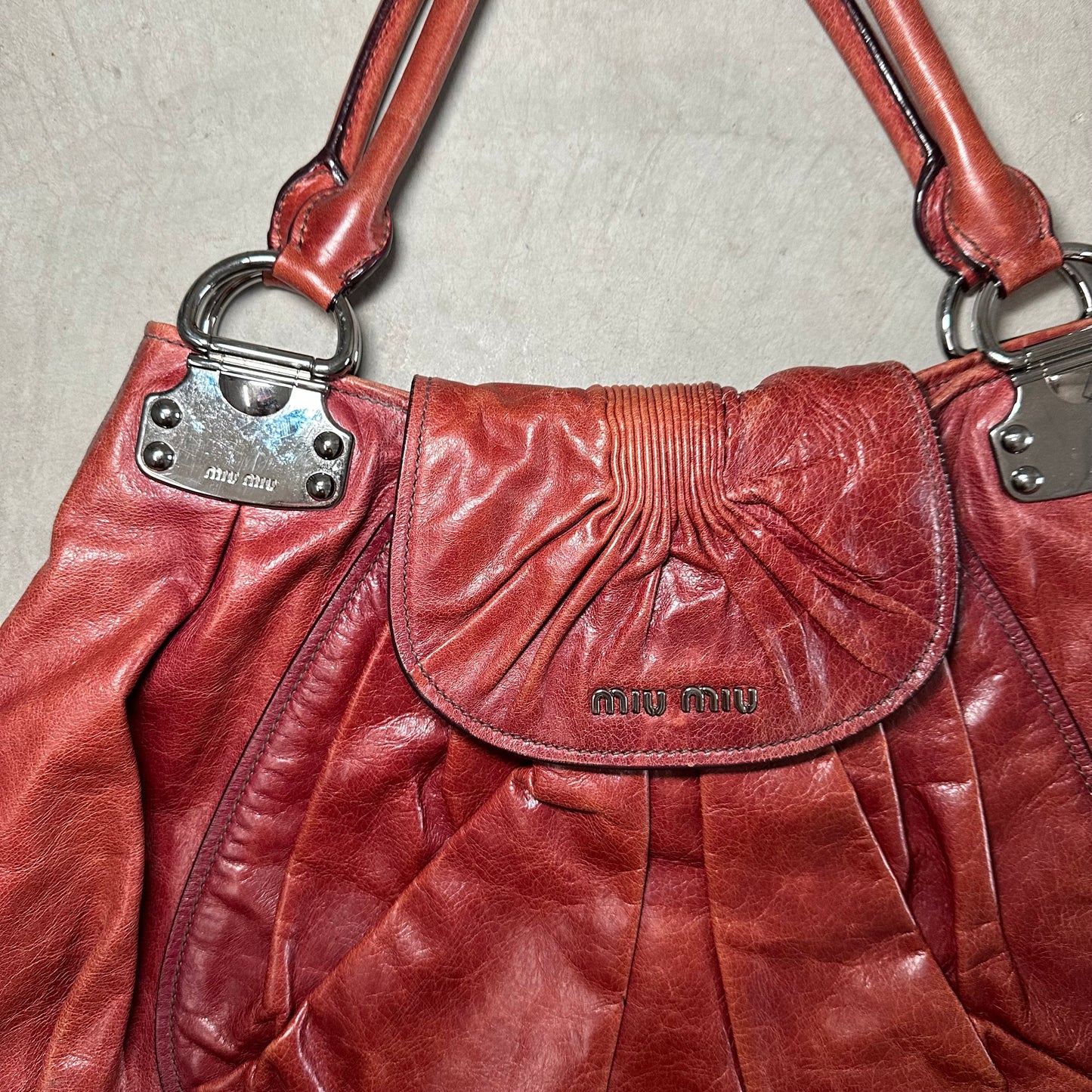Miu Miu Oversized Rust Leather Bag