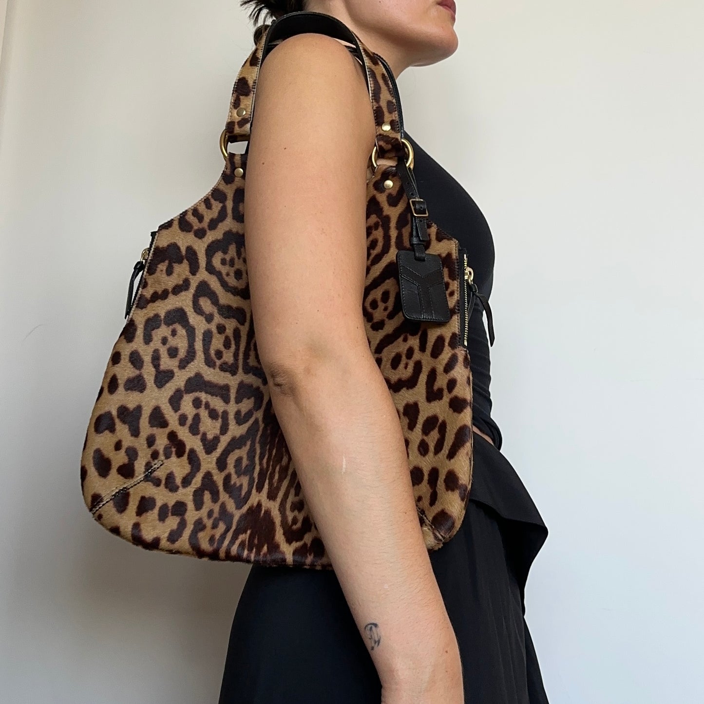 Yves Saint Laurent Cowhide Leopard Print Tote