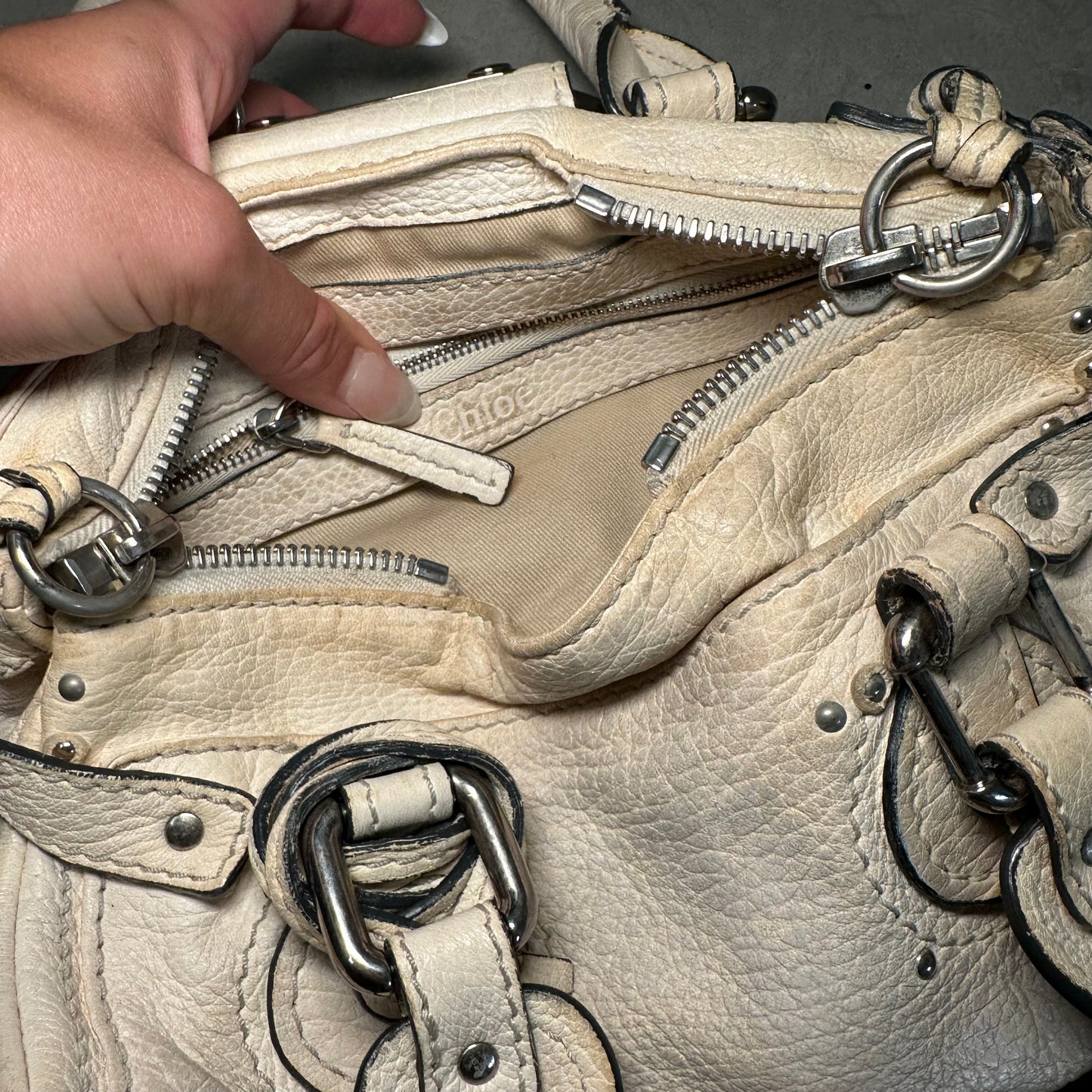 Chloe White Mini Paddington with Clear Lock