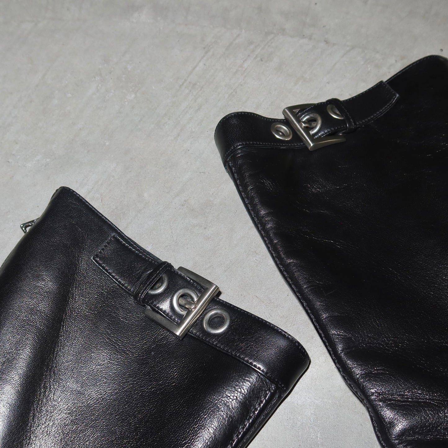Prada Square Toe Heeled Buckle Boots (37.5)