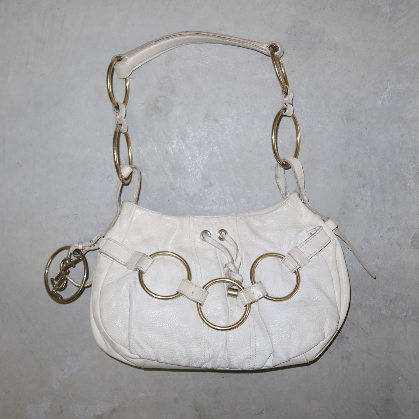 YSL White Saharienne Bag