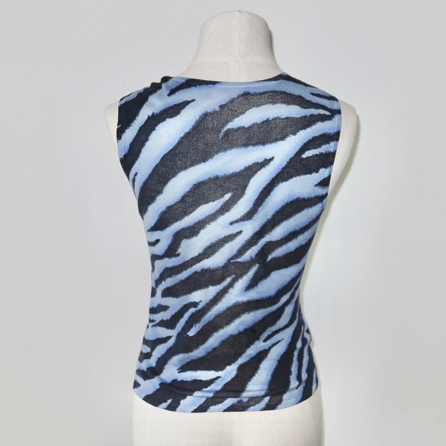 Versace Blue Tiger Print Knit Tank