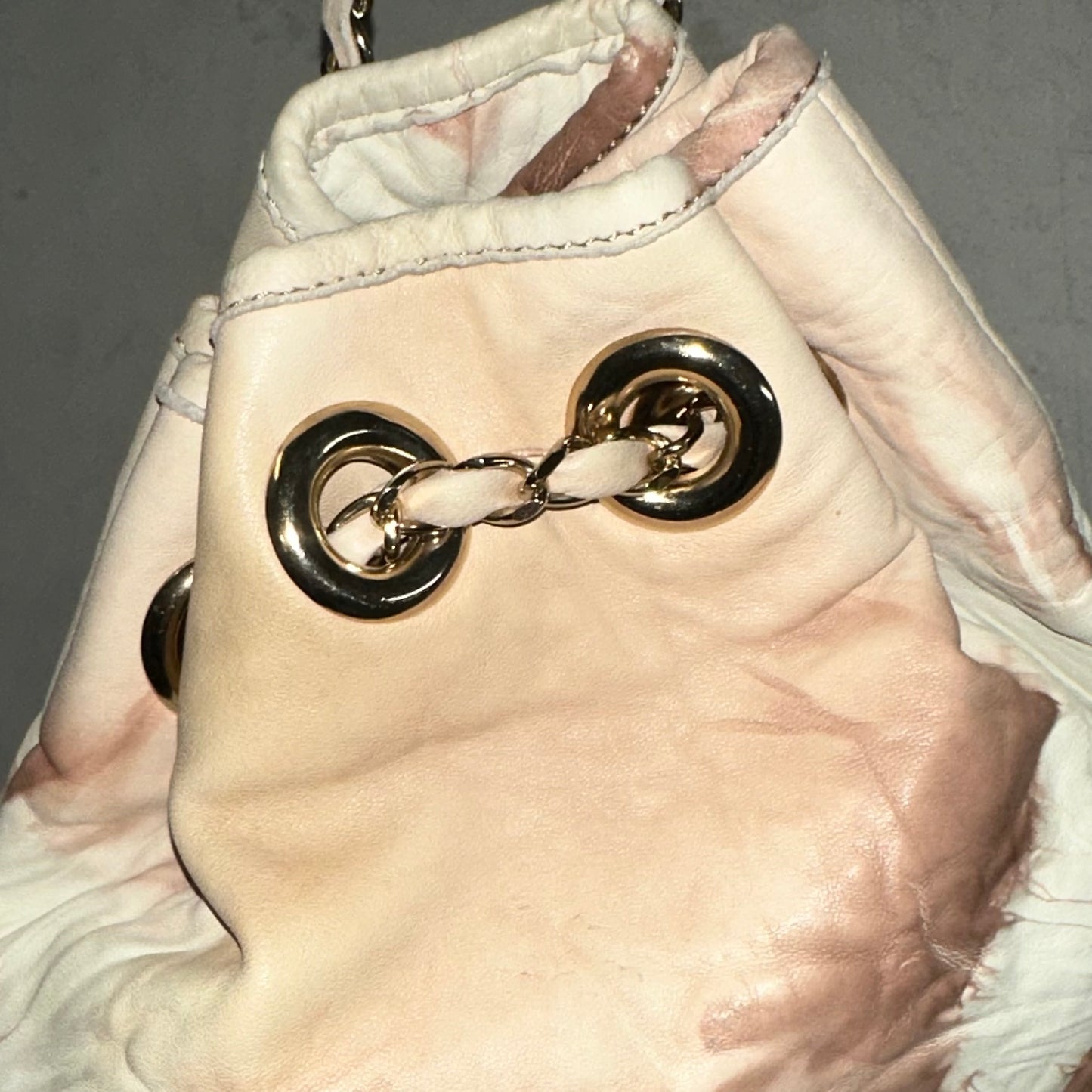 Blumarine SS2010 Tie Dye Leather Bucket Bag with Chain Handle