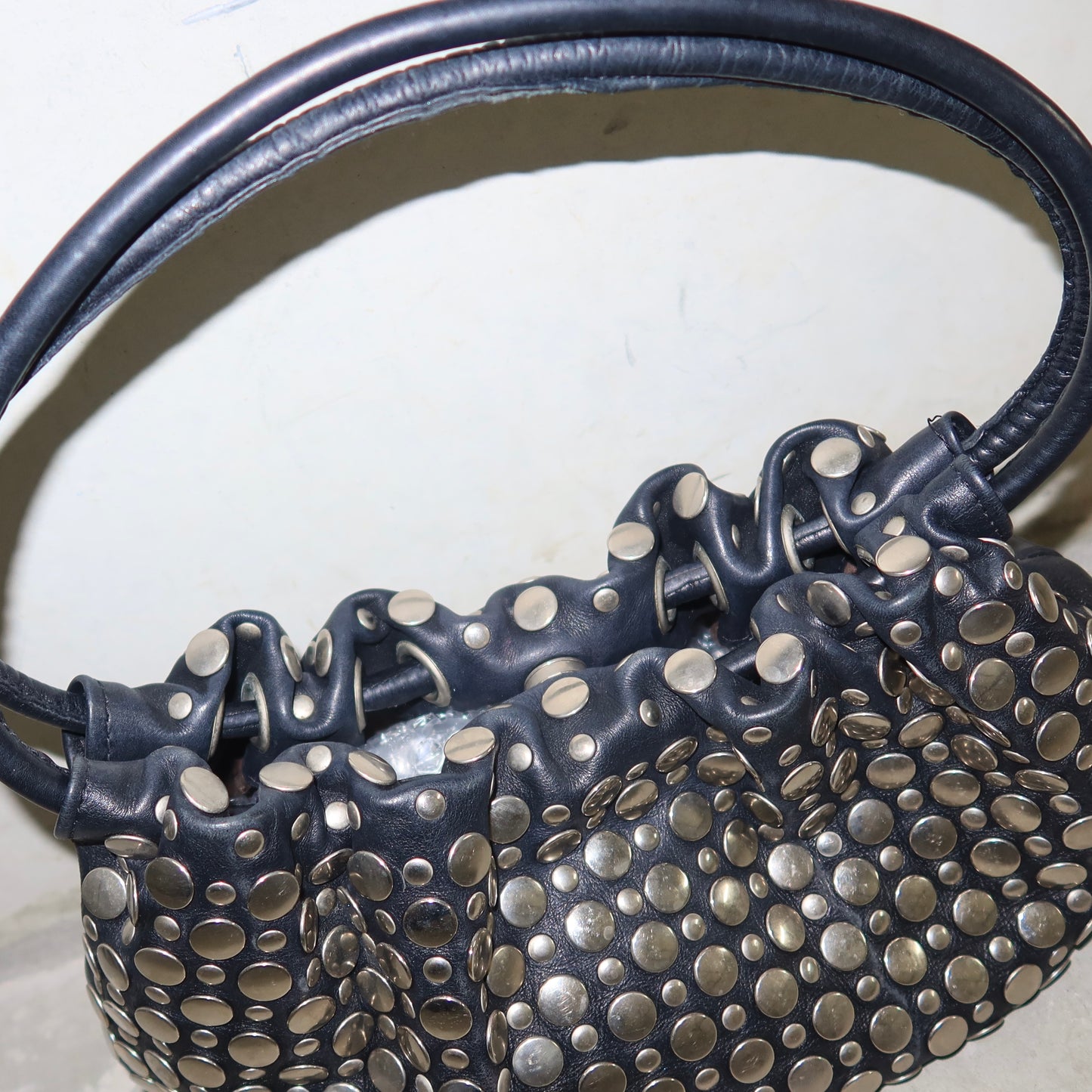 Sonia Rykiel Black Leather Domino Bag