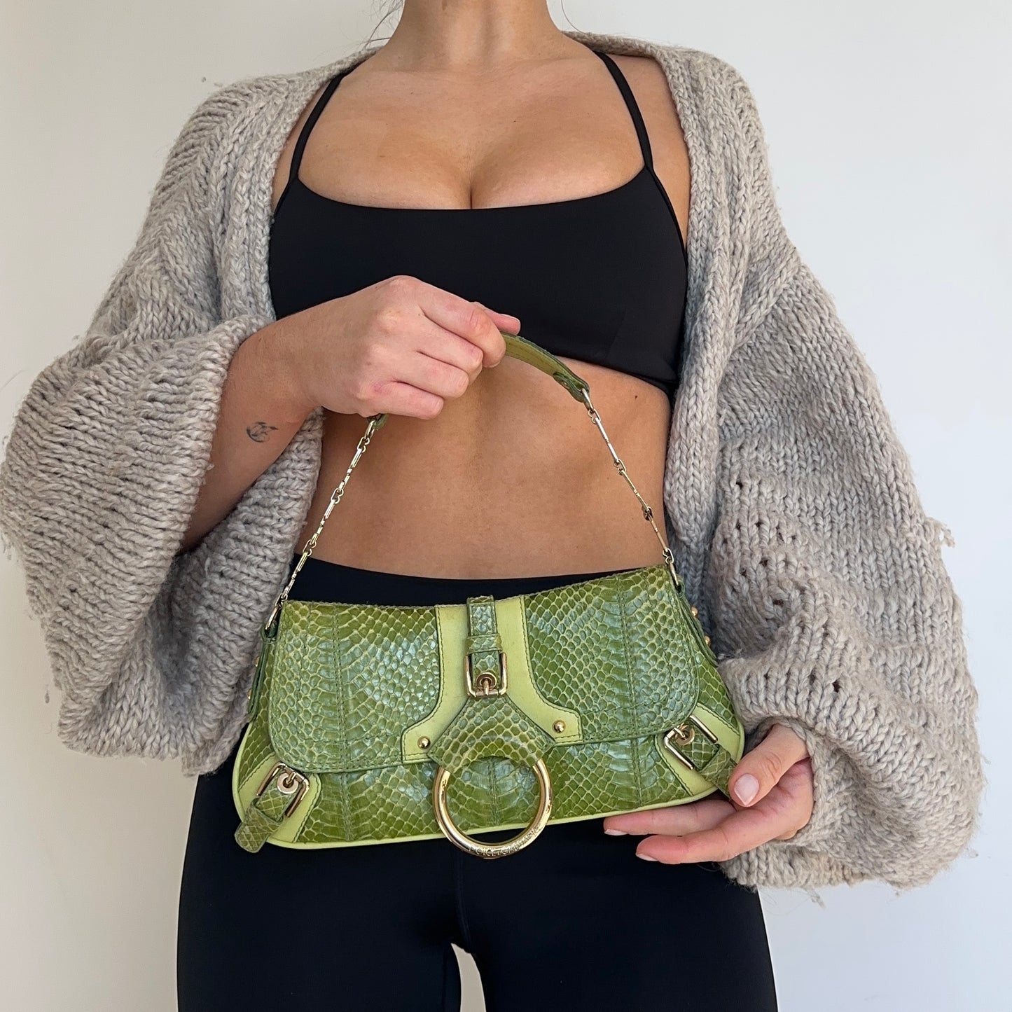 Dolce & Gabbana Flap Front FW04 Green Python Handbag