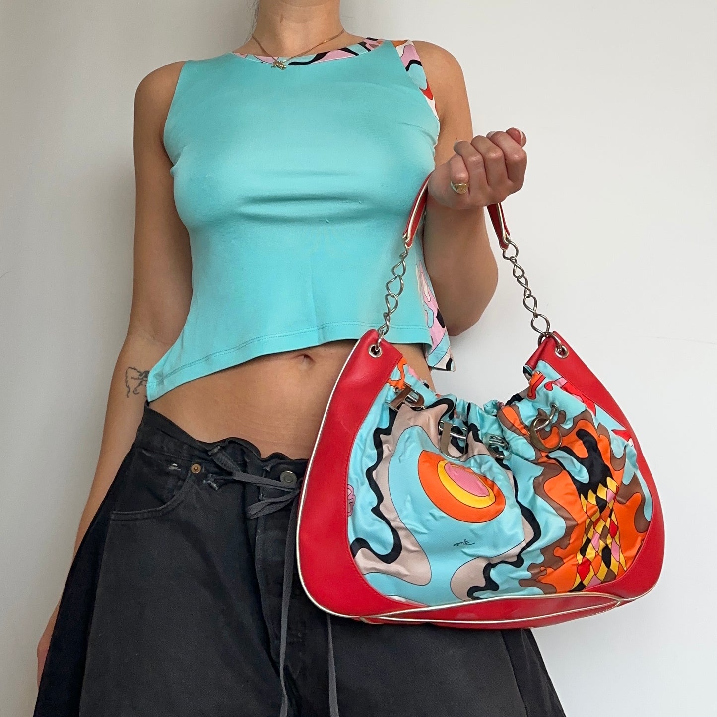 Emilio Pucci Rare Printed Charm Logo Bag