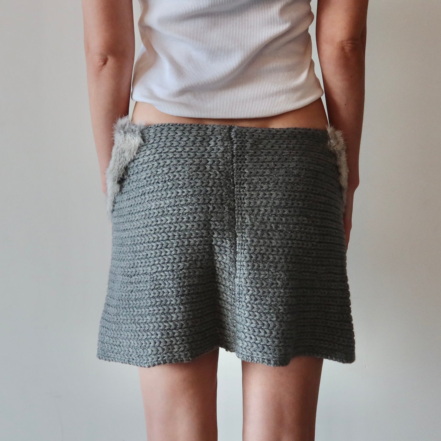 Vintage Cable Knit and Rabbit Fur Skirt