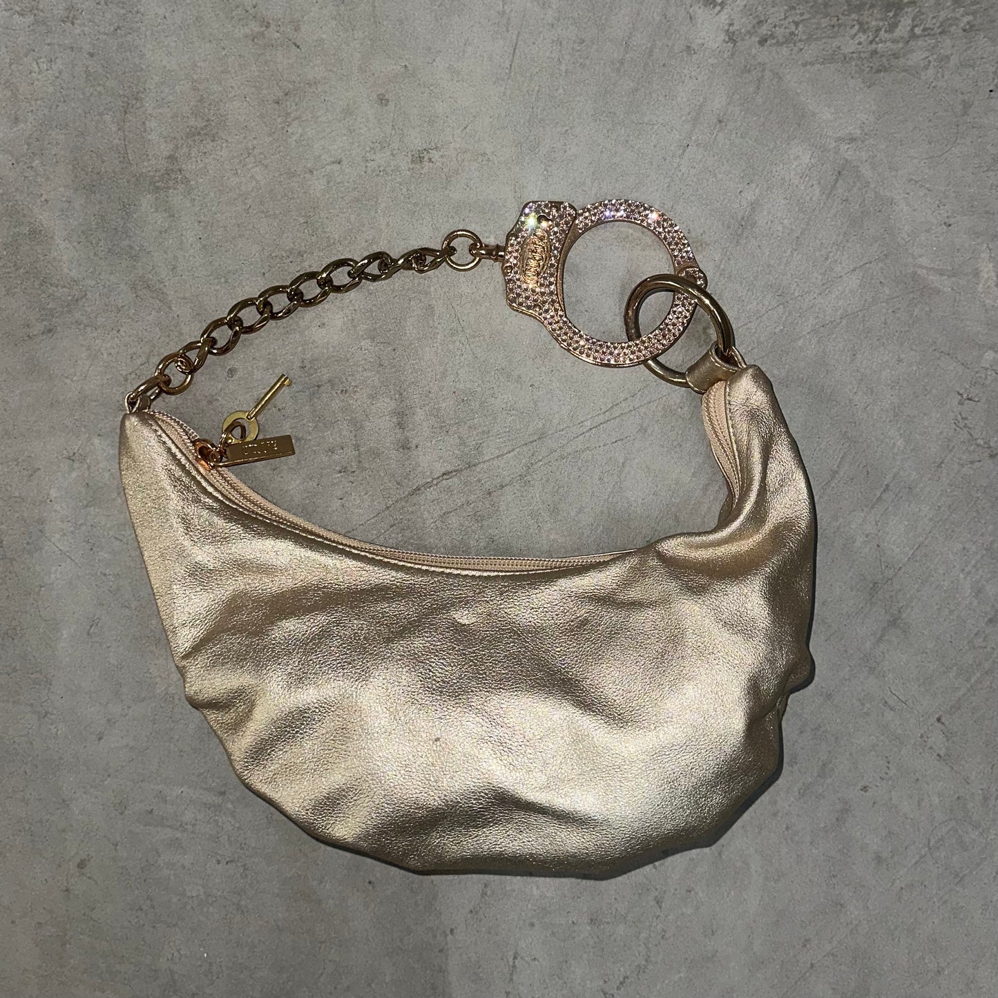 Cuffz Gold Barfly Bag with Gold Hardware and Pink Swarovski