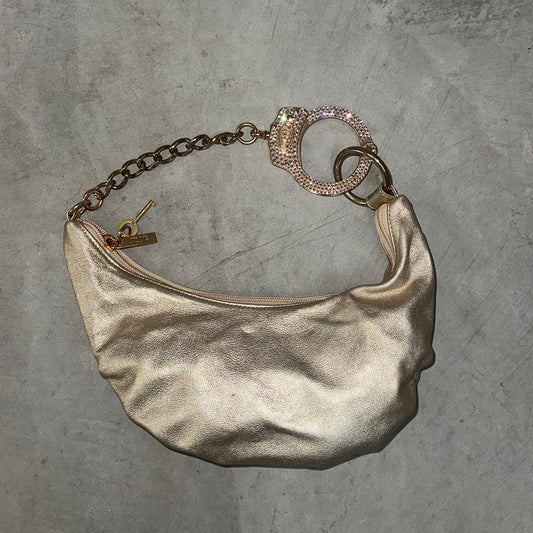 Cuffz Gold Barfly Bag with Gold Hardware and Pink Swarovski