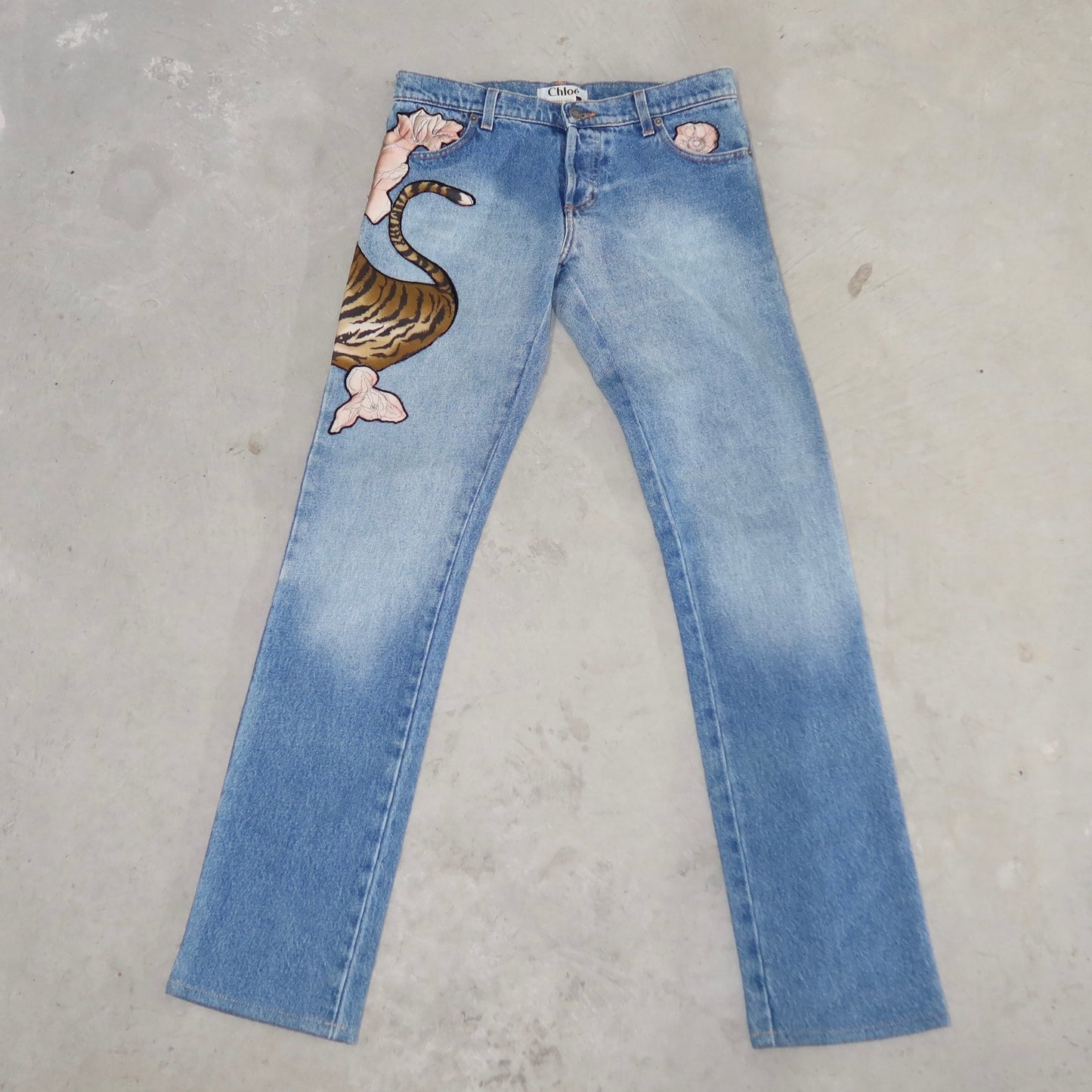 Chloé Rare AW2003 Tiger Patch Jeans