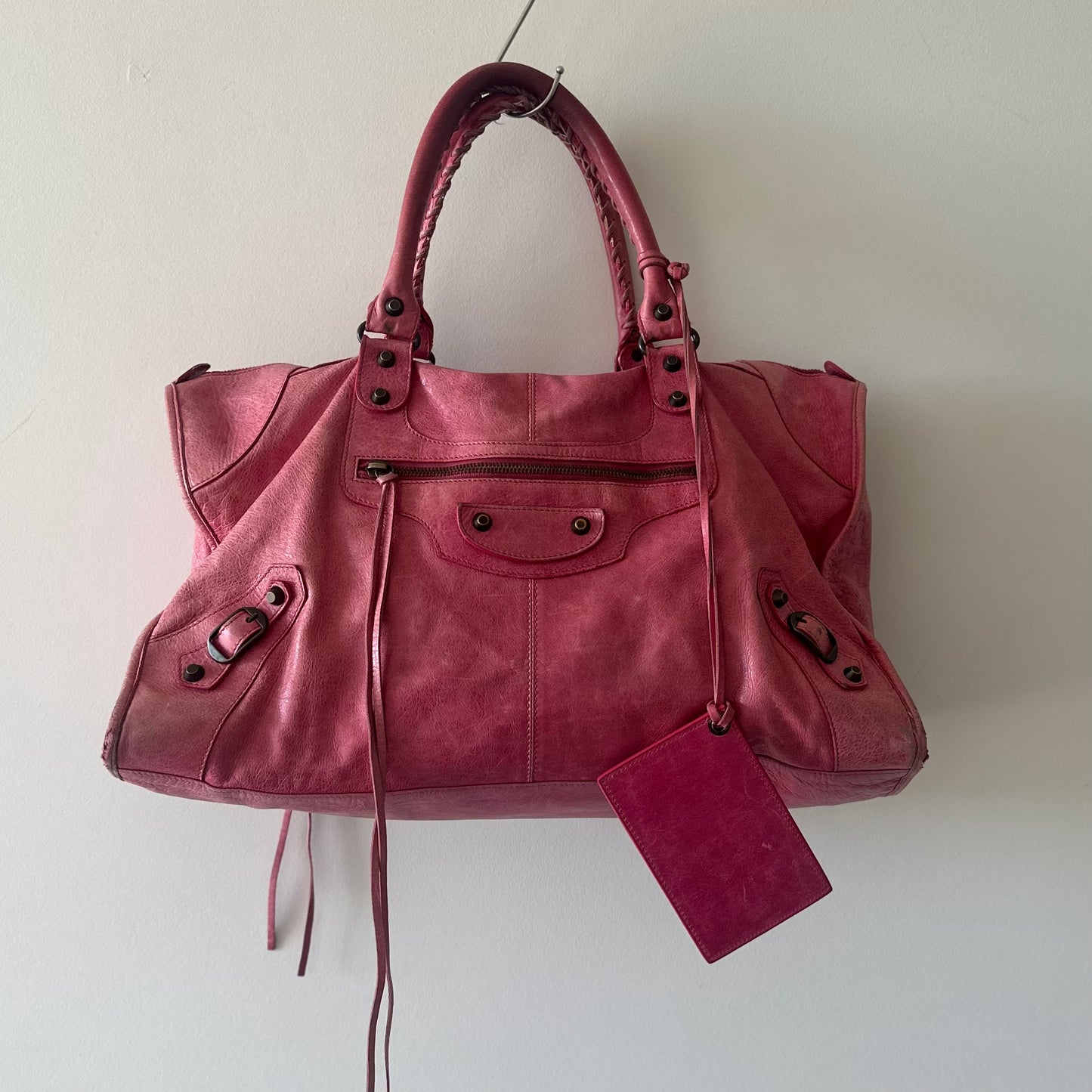 Balenciaga ‘Sunday’ Oversized Motorcycle Bag in Hot Pink